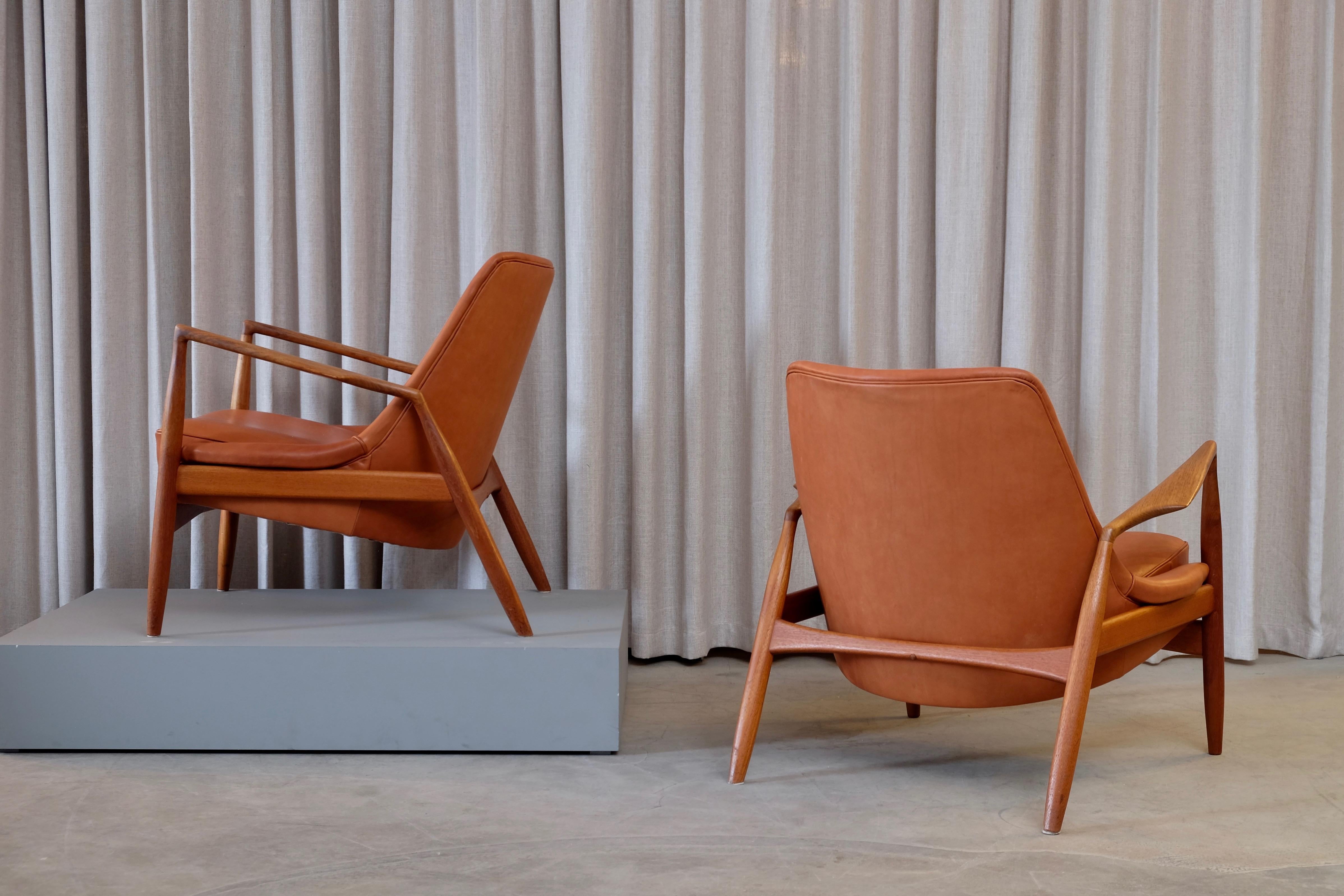 Swedish Rare Pair of Ib Kofod-Larsen Seal or Sälen Easy Chairs, 1960s
