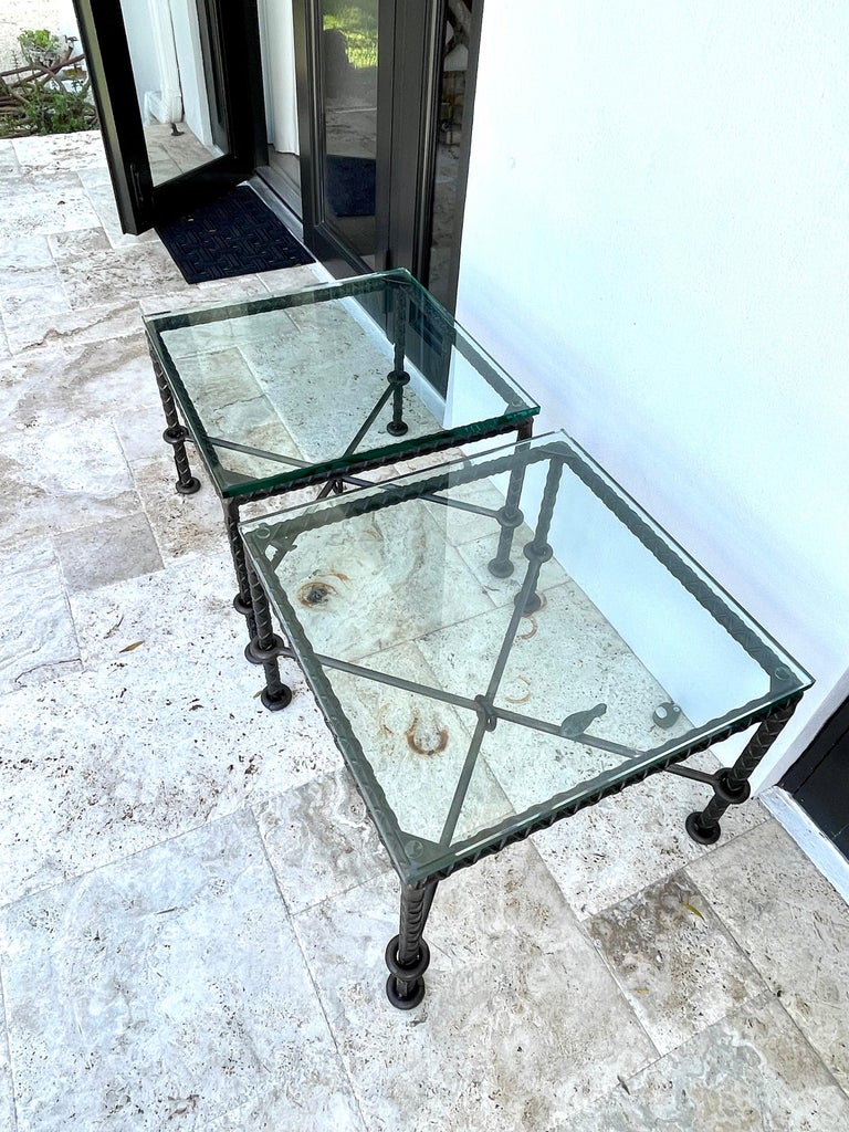 Rare Pair of Ilana Goor Steel and Bronze Side Tables For Sale 4