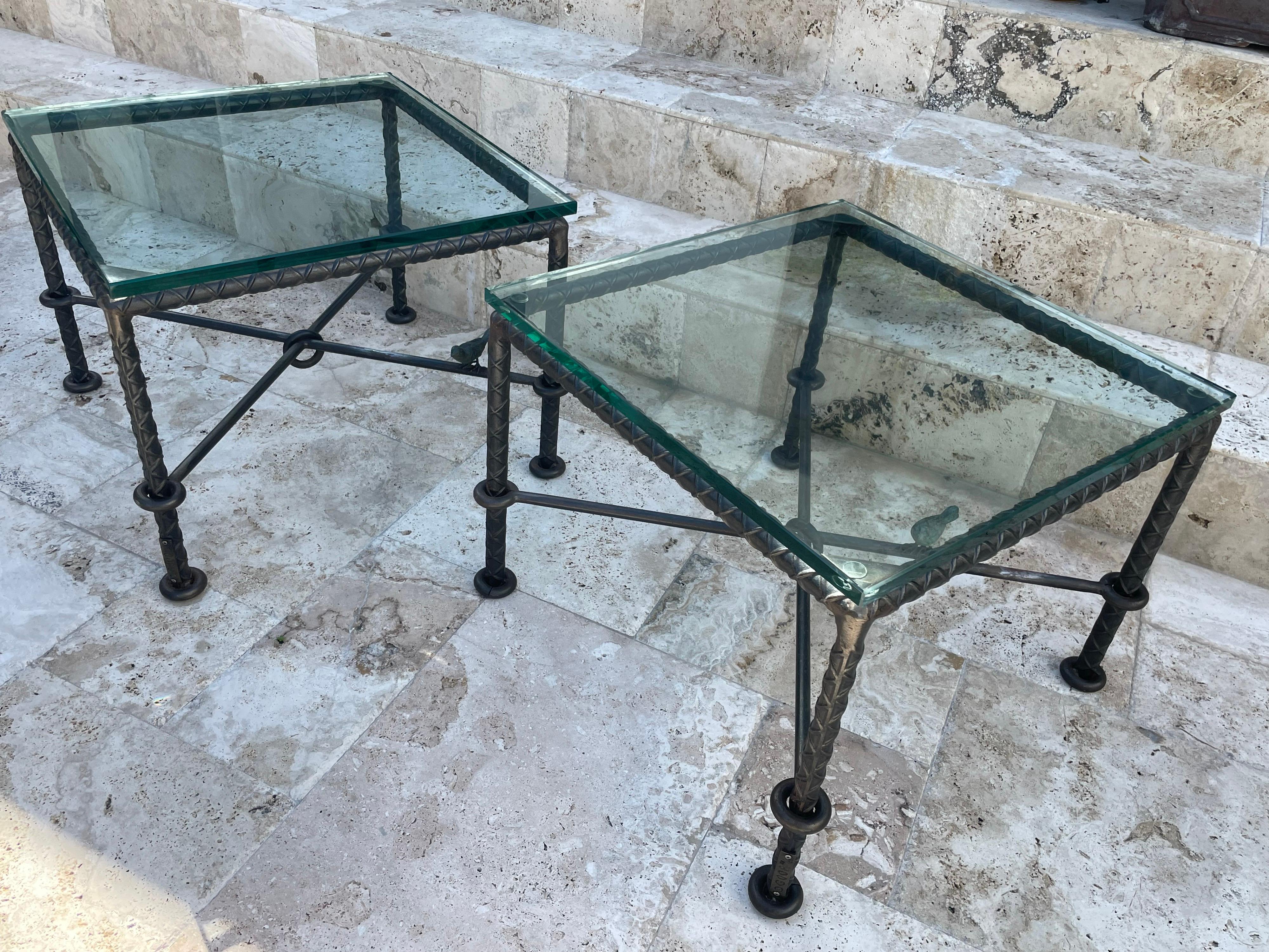 Rare Pair of Ilana Goor Steel and Bronze Side Tables 7