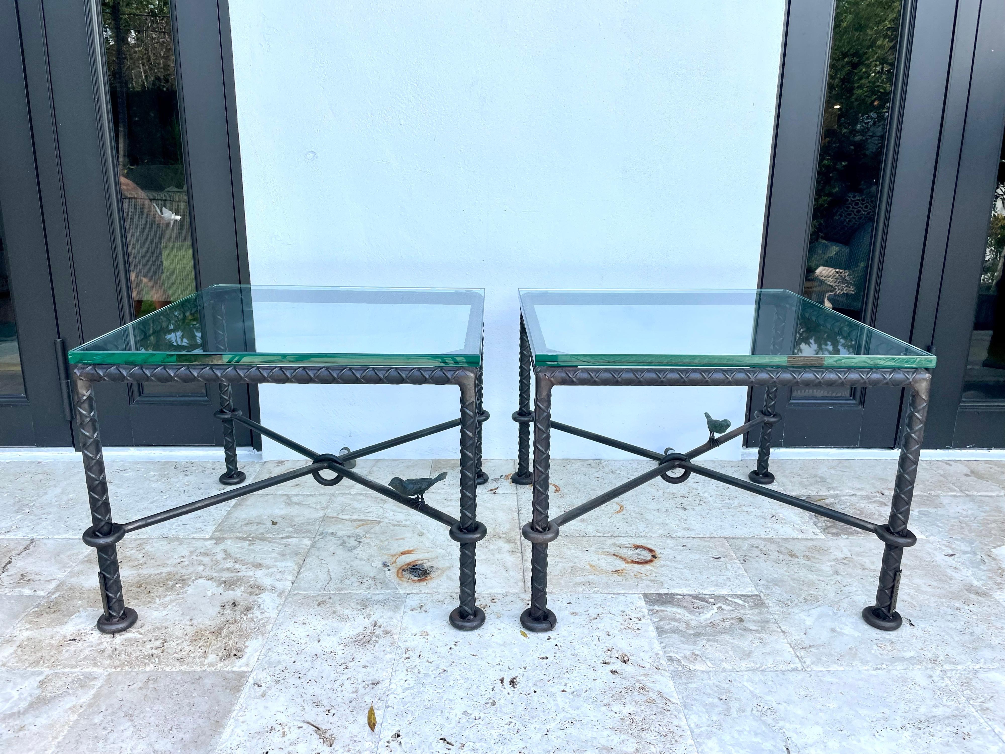 Rare Pair of Ilana Goor Steel and Bronze Side Tables 11