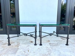 Rara coppia di tavolini in acciaio e bronzo di Ilana Goor