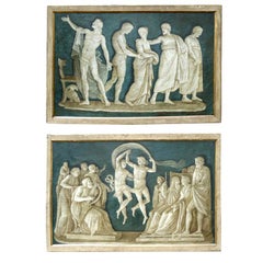 Rare Pair of Italian 18th Century Neoclassical Grisaille Panels