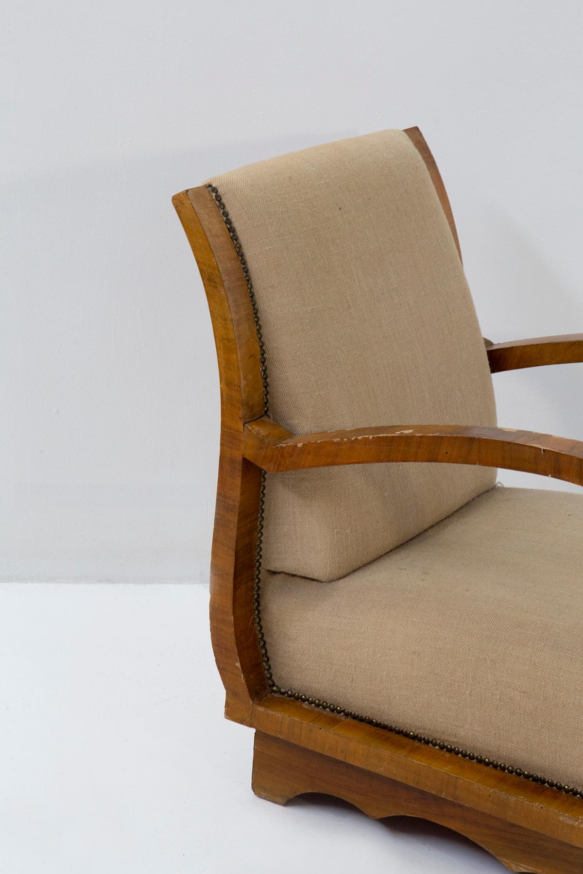 Mid-20th Century Rare pair of Italian armchairs with elegant scrollwork For Sale