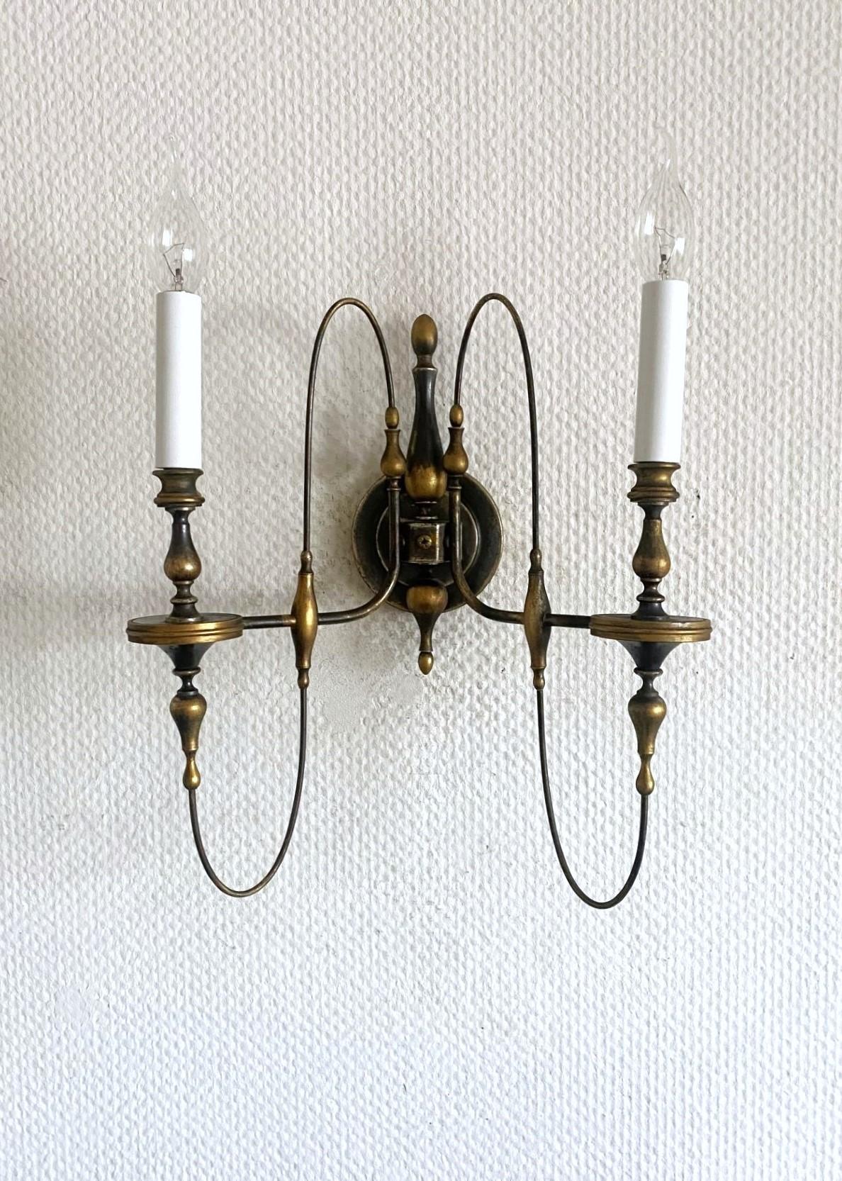 Rare Pair of Italian Brass Wall Sconces by Gaetano Sciolari, Italy 1950s, Marked In Good Condition For Sale In Frankfurt am Main, DE