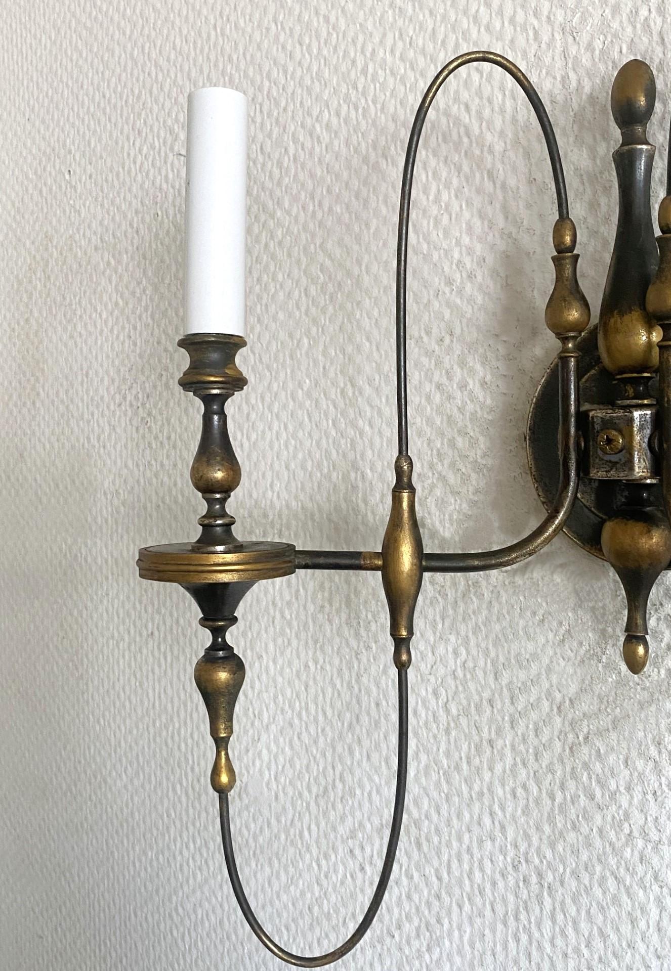 Rare Pair of Italian Brass Wall Sconces by Gaetano Sciolari, Italy 1950s, Marked For Sale 1