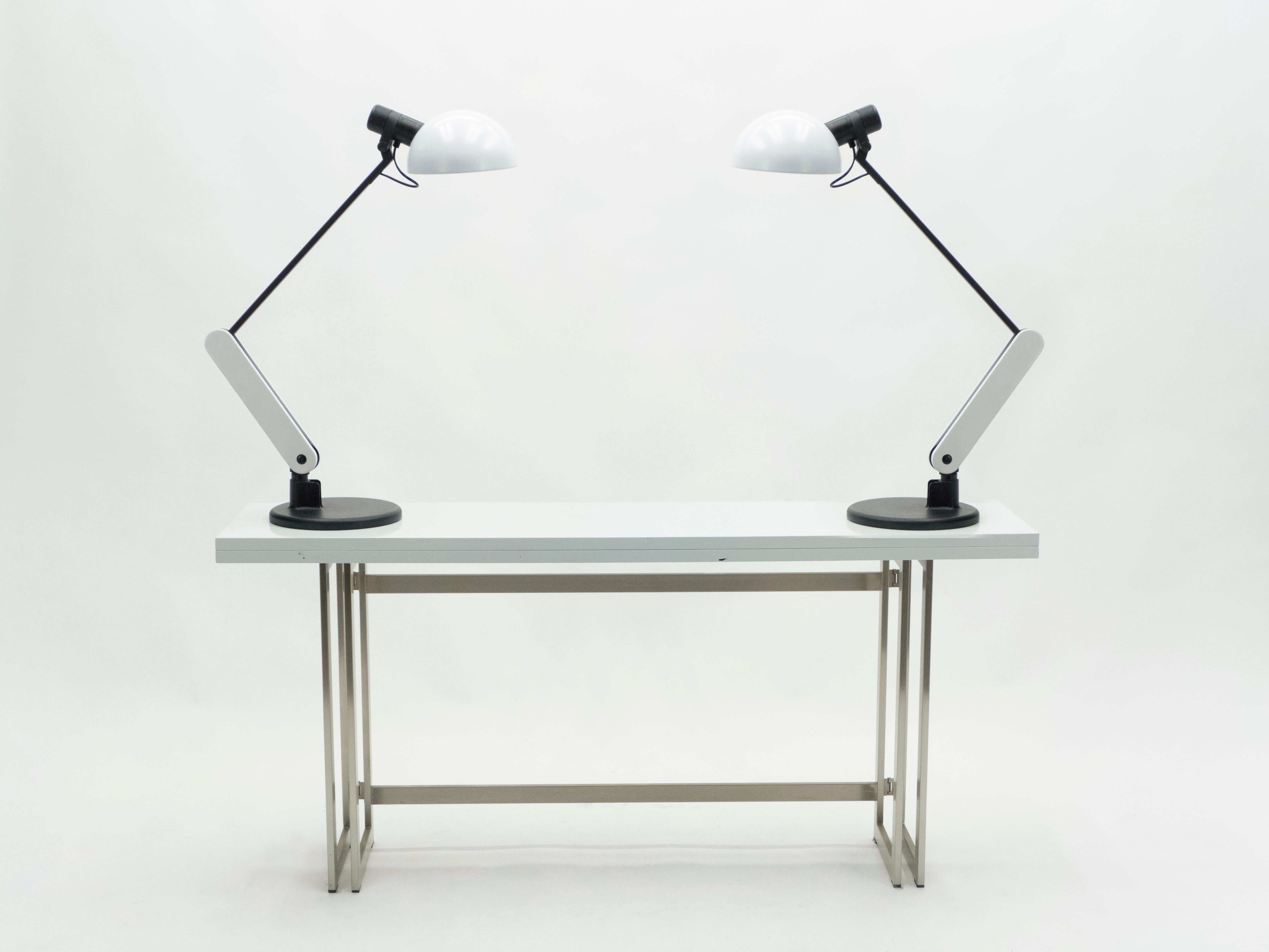 Mid-Century Modern Rare Pair of Italian Harvey Guzzini Table Desk Lamps, 1970s