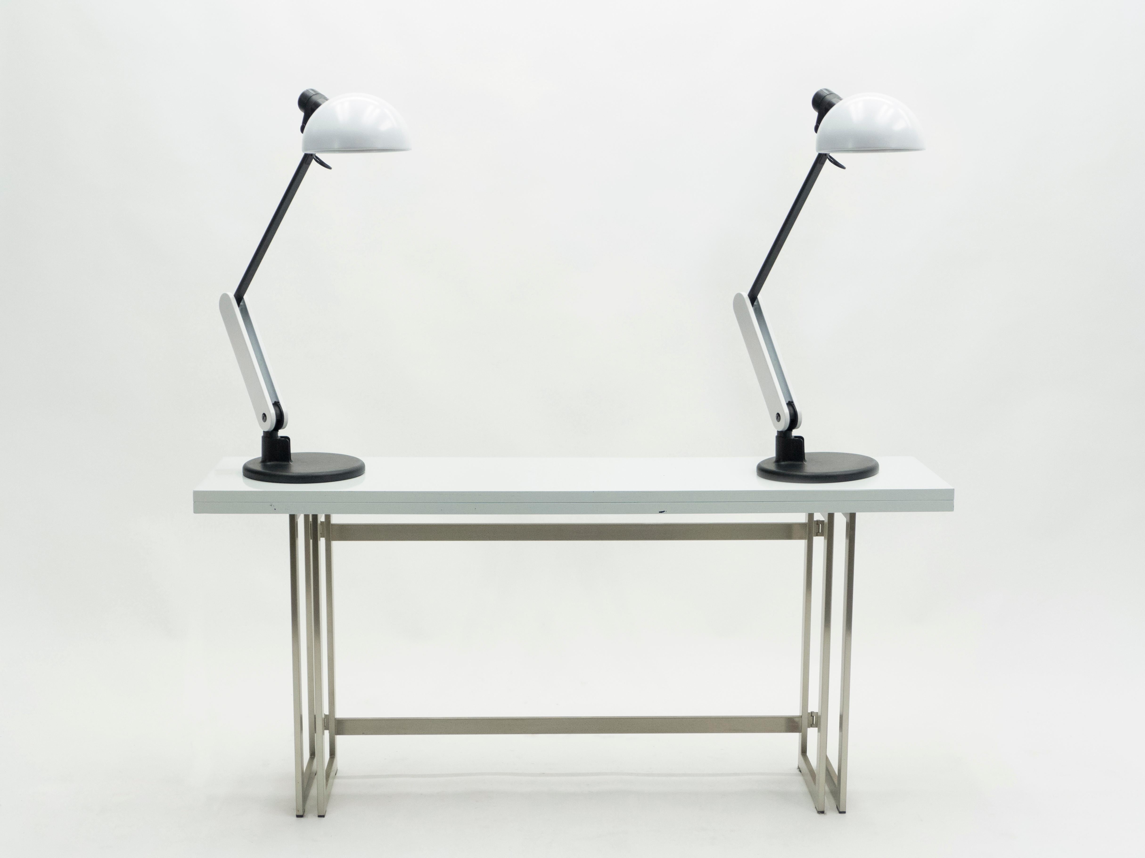 Rare Pair of Italian Harvey Guzzini Table Desk Lamps, 1970s In Good Condition In Paris, IDF