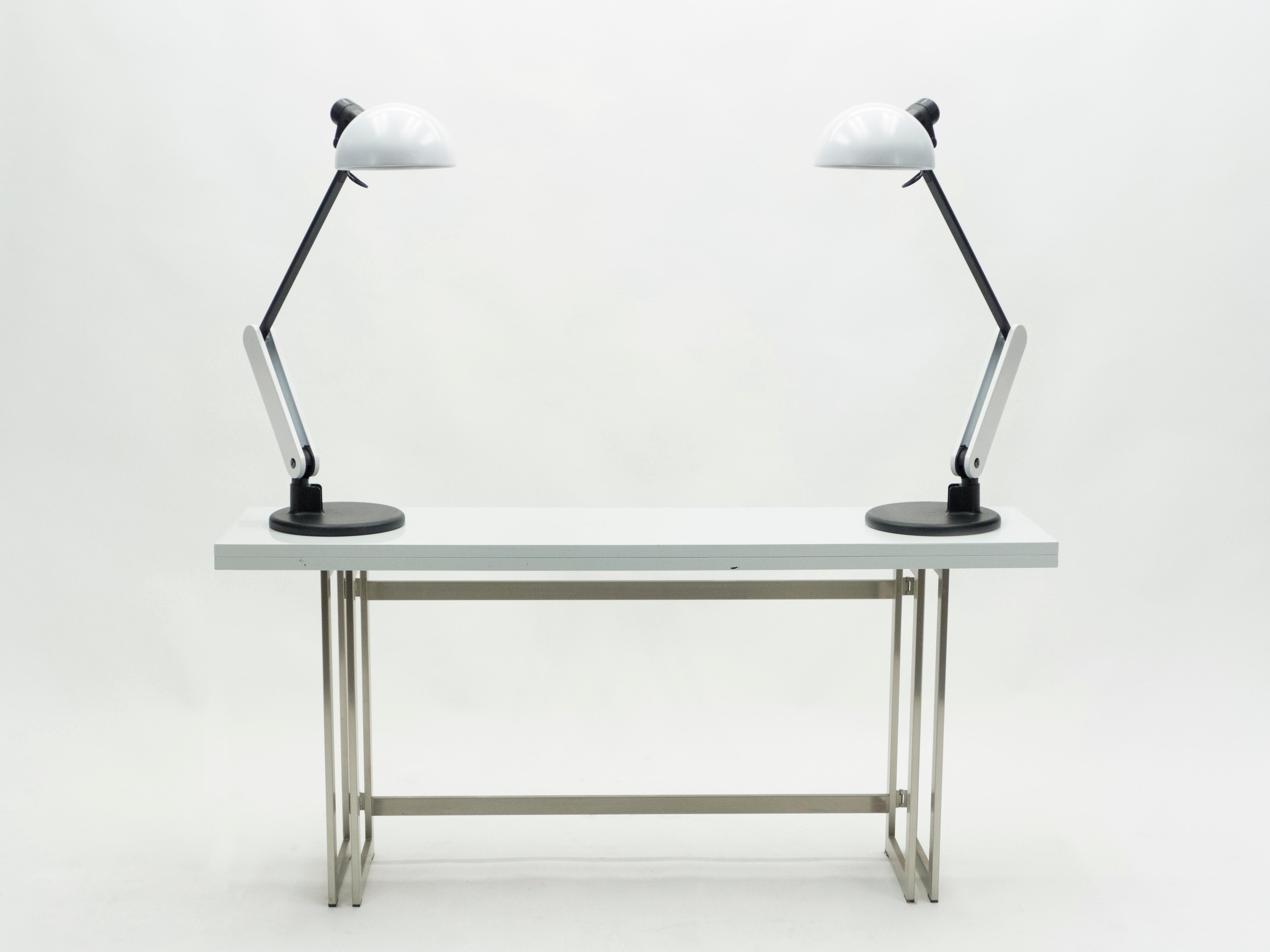 Late 20th Century Rare Pair of Italian Harvey Guzzini Table Desk Lamps, 1970s