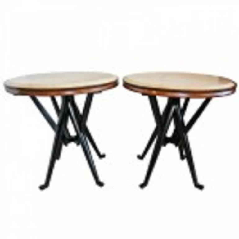 Rare Pair of Italian Modern Walnut, Ebonized and Marble Tables, Cassina In Good Condition For Sale In Queens, NY