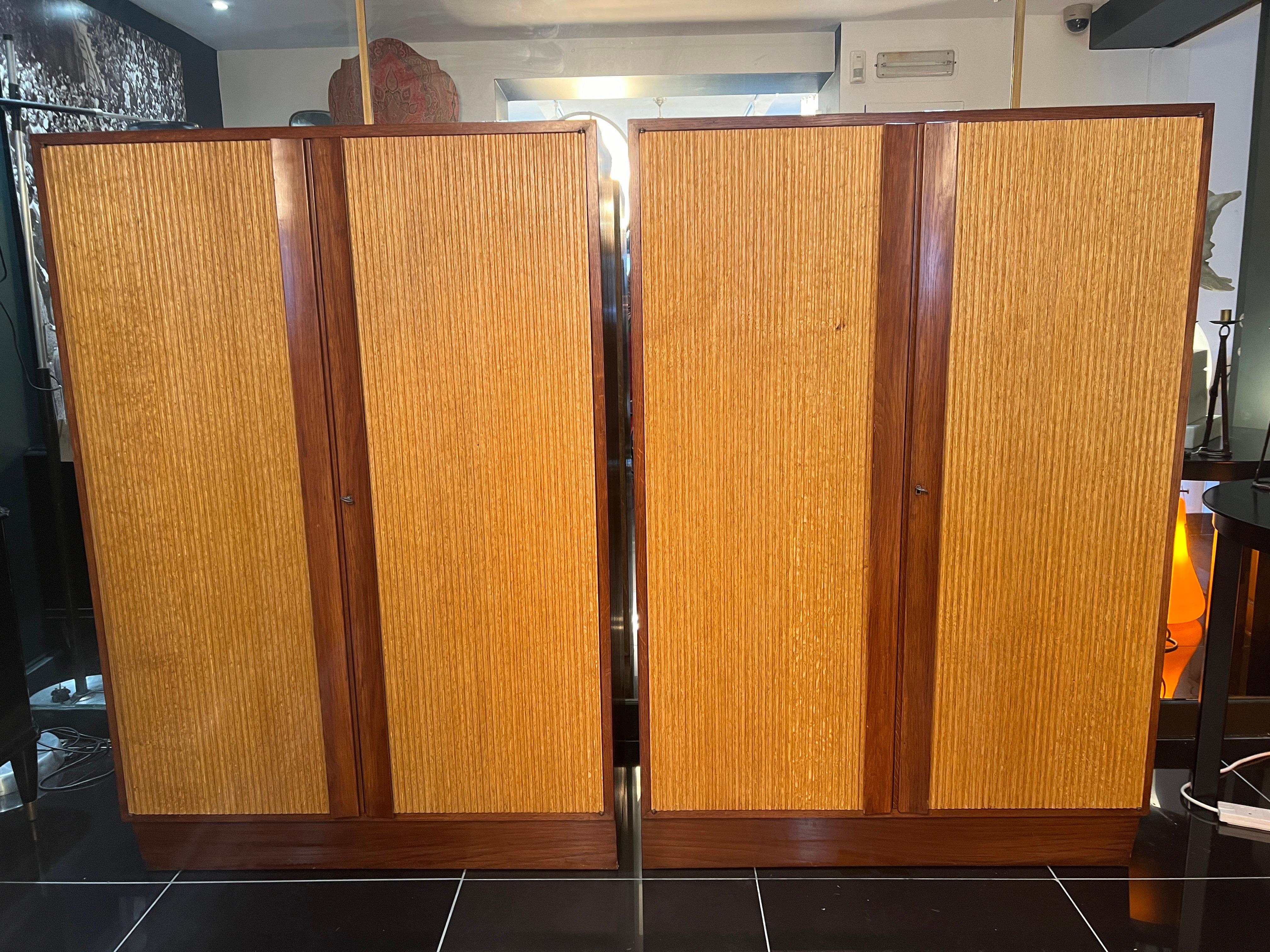 Rare pair of Italian reeded front cabinets  In Good Condition For Sale In London, GB