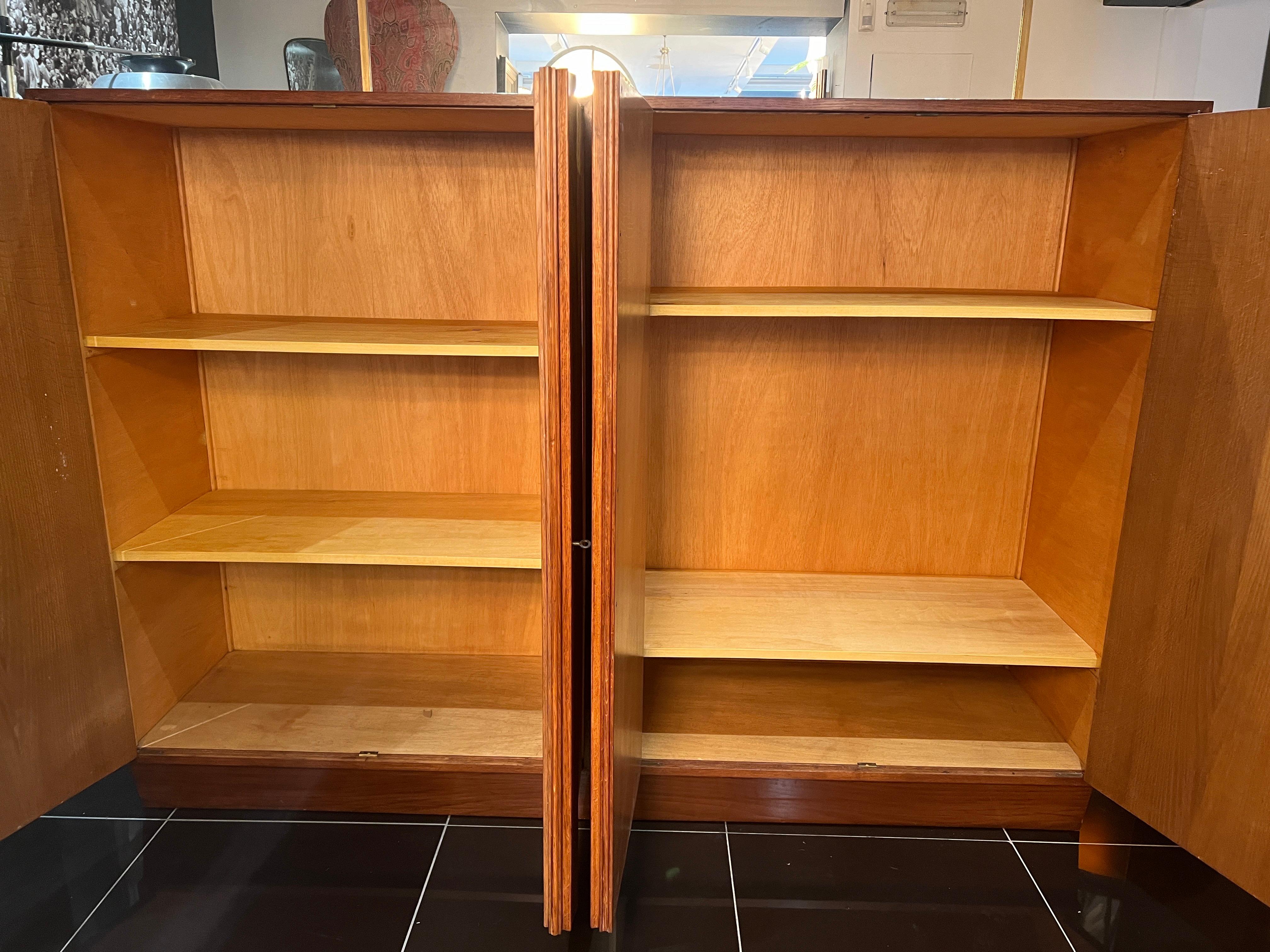Mid-20th Century Rare pair of Italian reeded front cabinets  For Sale