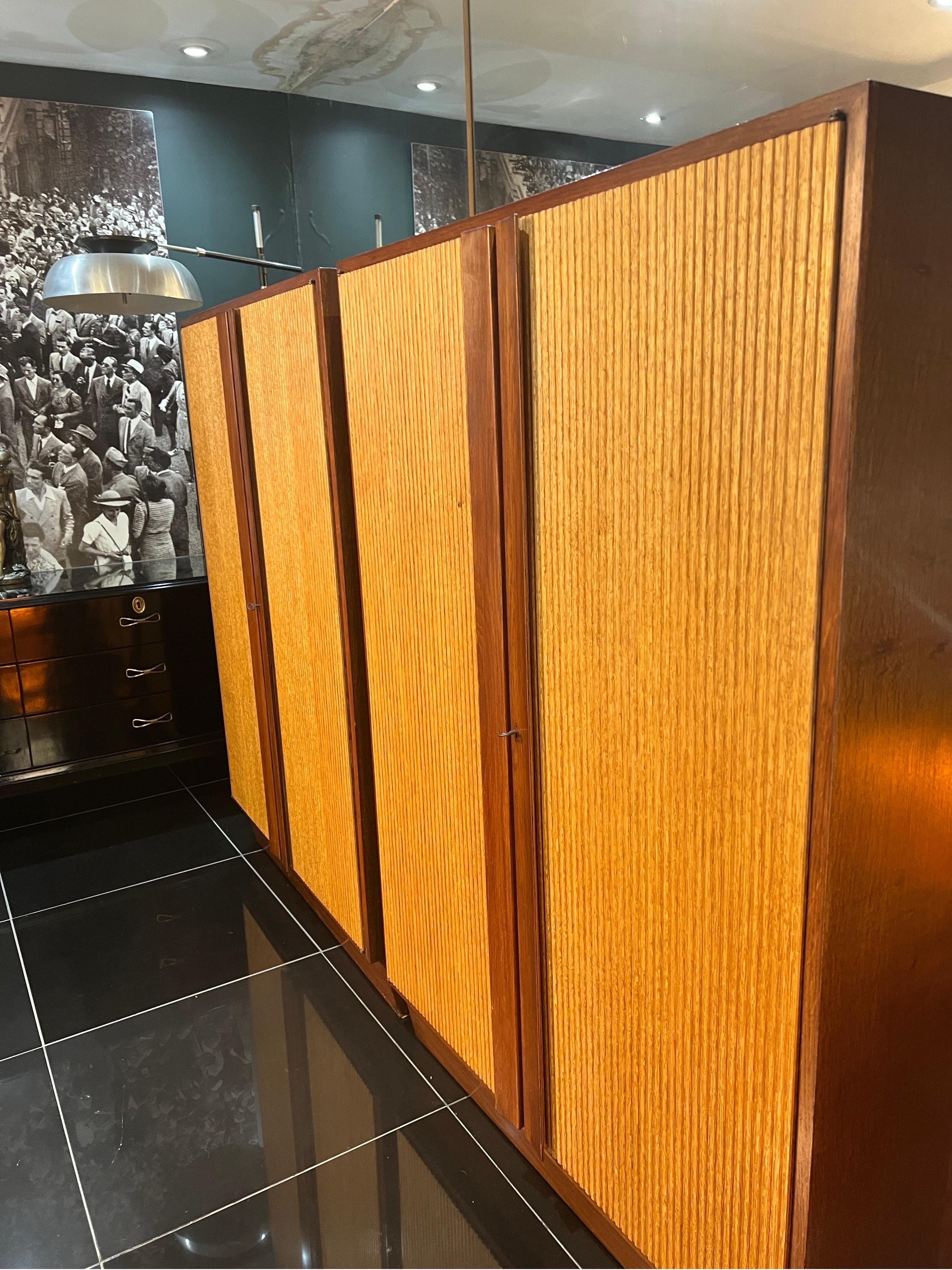 Rare pair of Italian reeded front cabinets For Sale 2