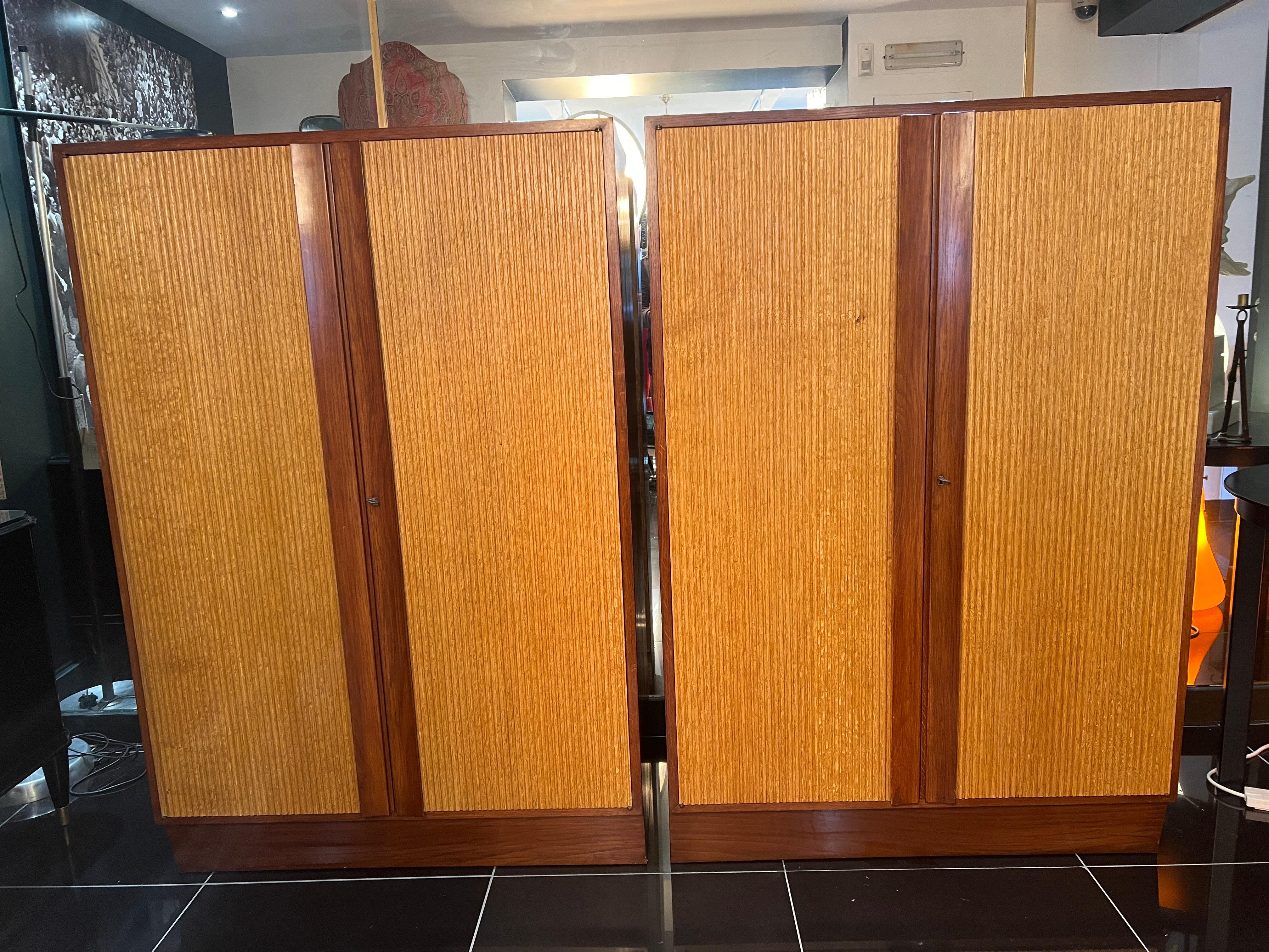 Rare pair of Italian reeded front cabinets  For Sale 3