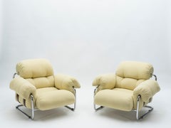 Rare paire de fauteuils italiens "Tucroma" par Guido Faleschini pour Mariani:: 1970