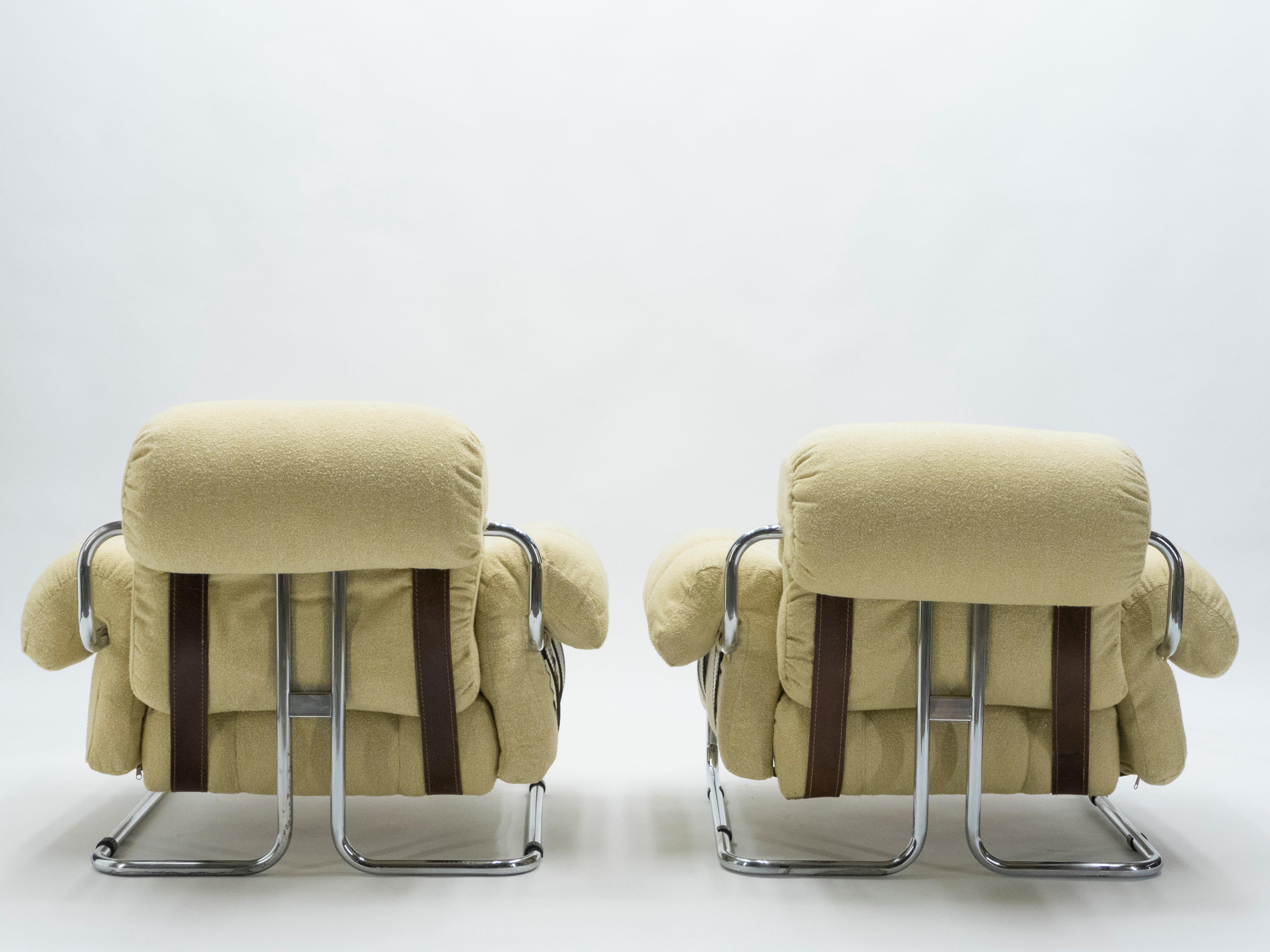 Late 20th Century Rare Pair of Italian “Tucroma” Armchairs by Guido Faleschini for Mariani, 1970s