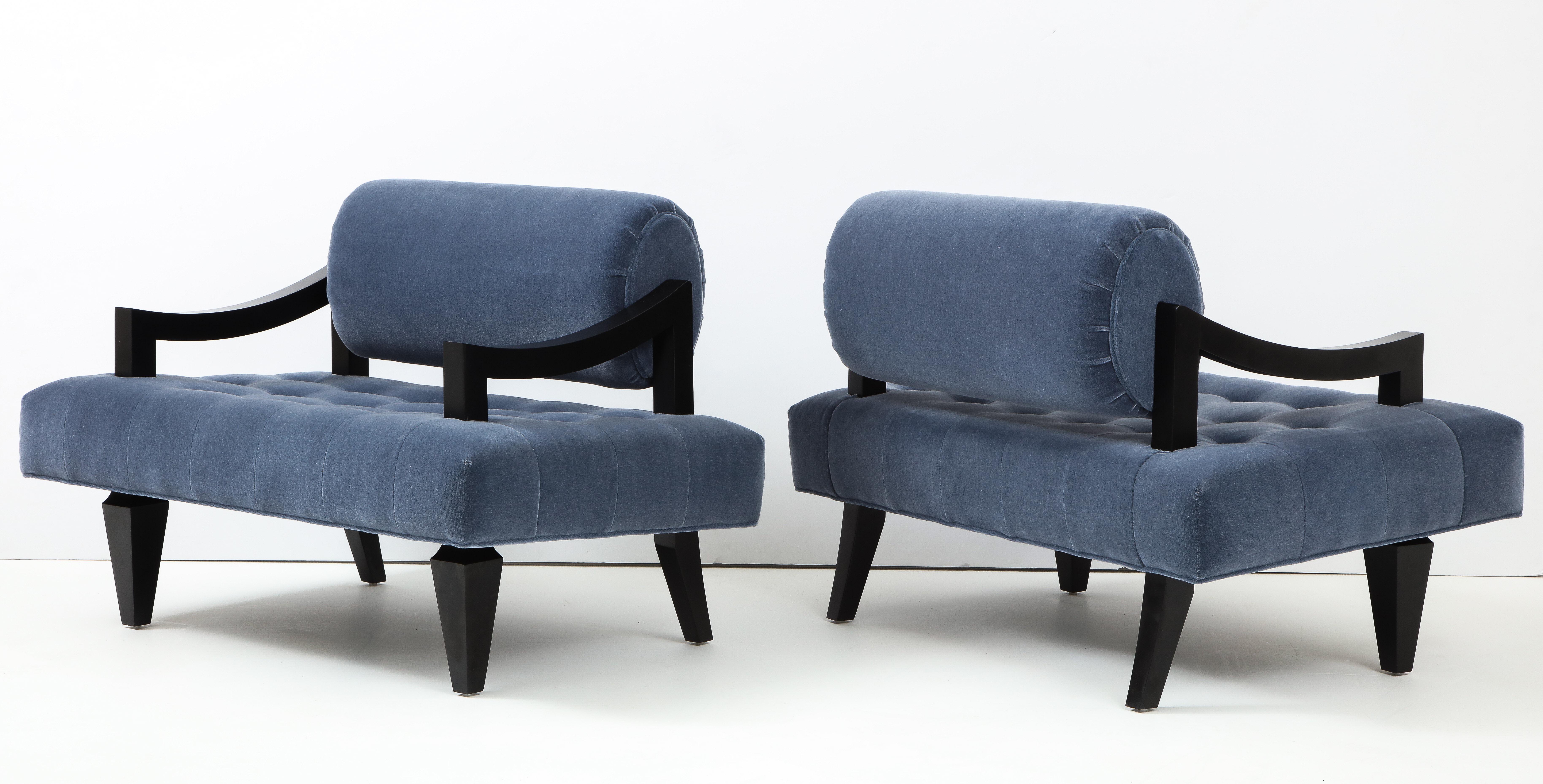 Mid-Century Modern Rare Pair of James Mont  Mid-Century Lounge Chairs For Sale