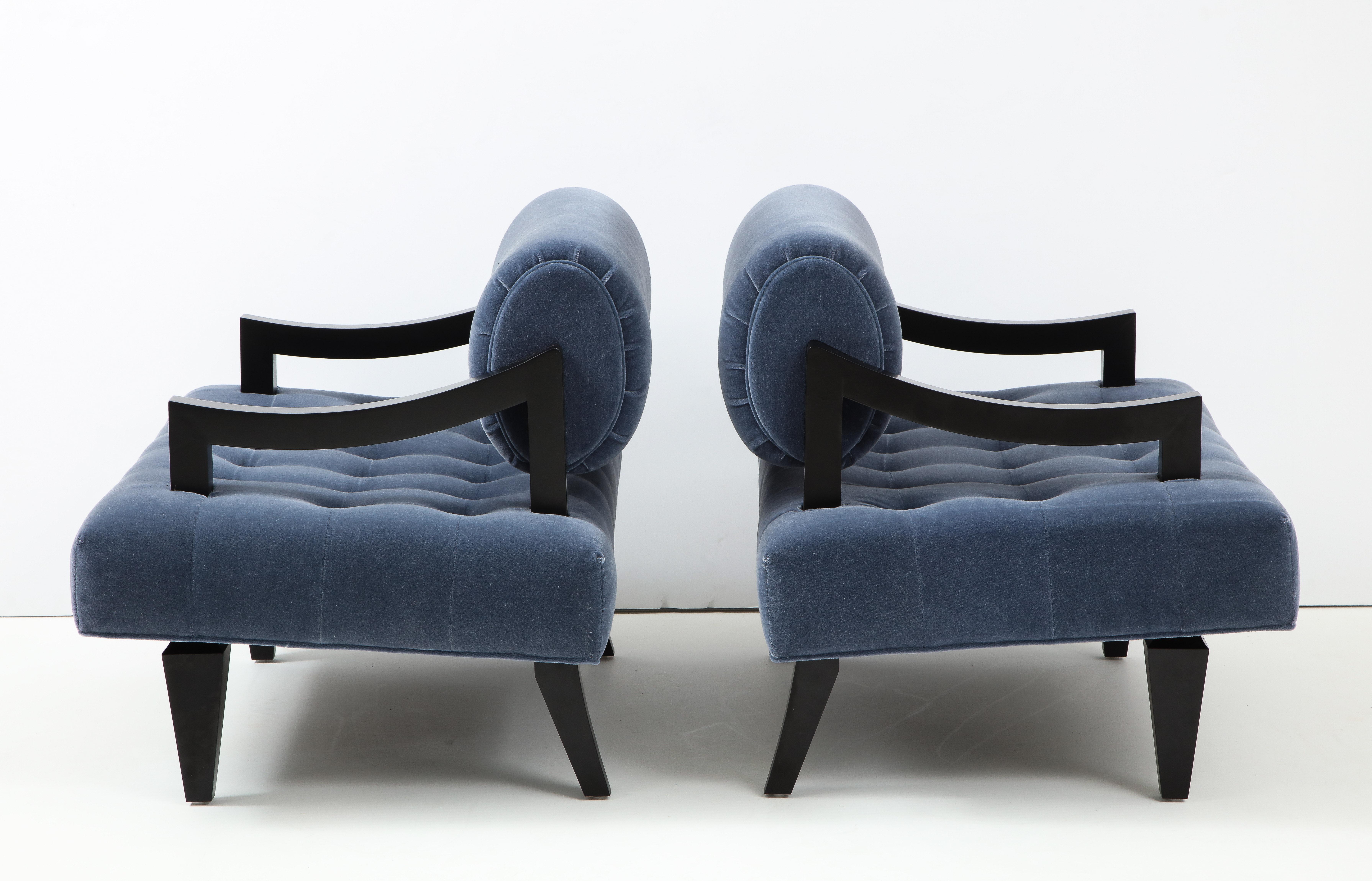 American Rare Pair of James Mont  Mid-Century Lounge Chairs For Sale