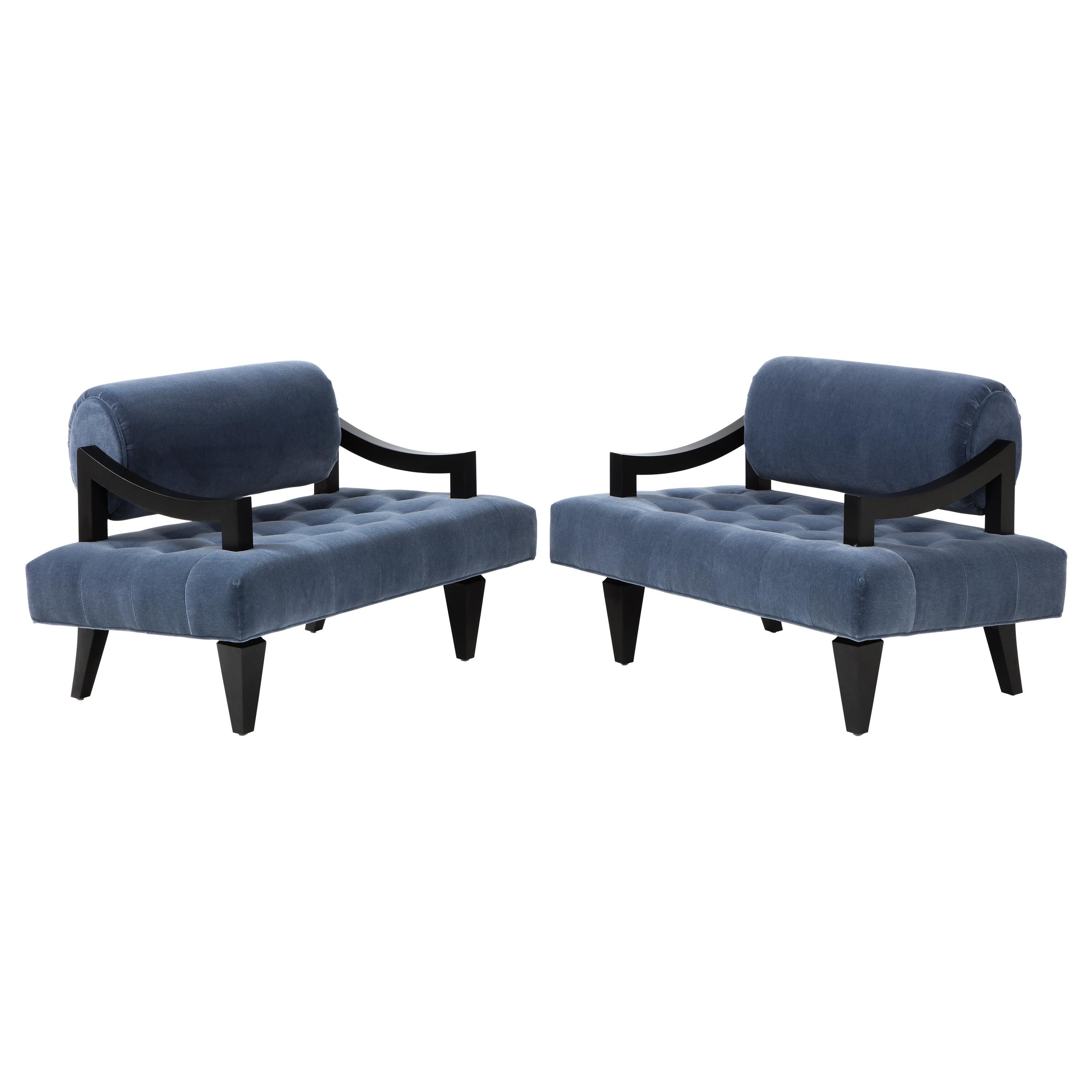 Rare Pair of James Mont  Mid-Century Lounge Chairs