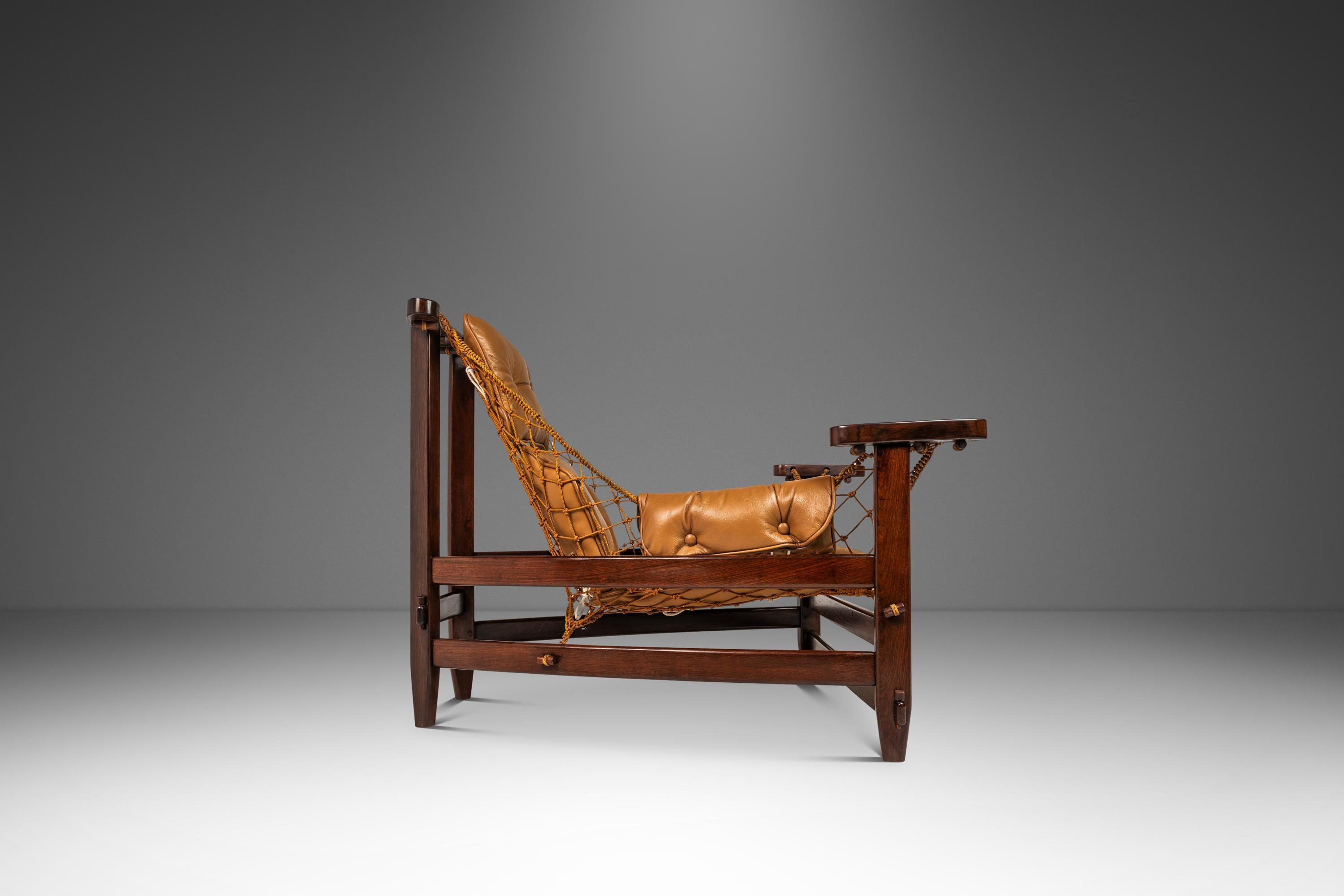 Rare Pair of 'Jangada' Lounge Chairs & Ottoman by Jean Gillon, Brazil, c. 1960s In Good Condition For Sale In Deland, FL