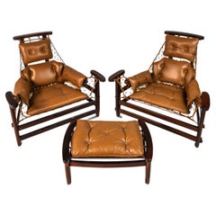 Raro par de sillones y otomana "Jangada" de Jean Gillon, Brasil, c. 1960