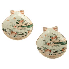Rare Pair of Japanese Arita Clam Shell Dishes- Edo Period