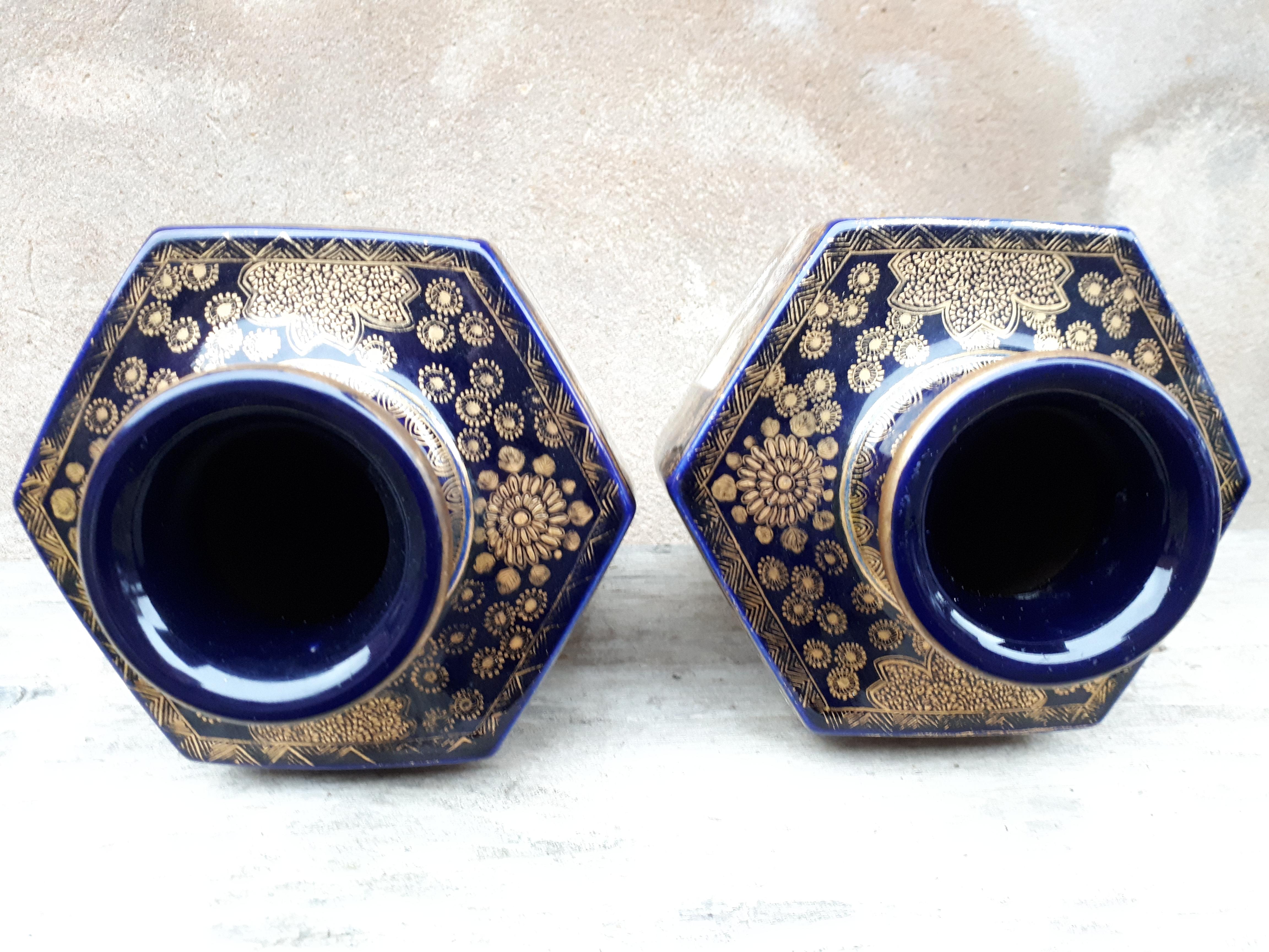 Rare Pair of Japanese Satsuma Earthenware Vases, Japan Late Edo Period For Sale 3