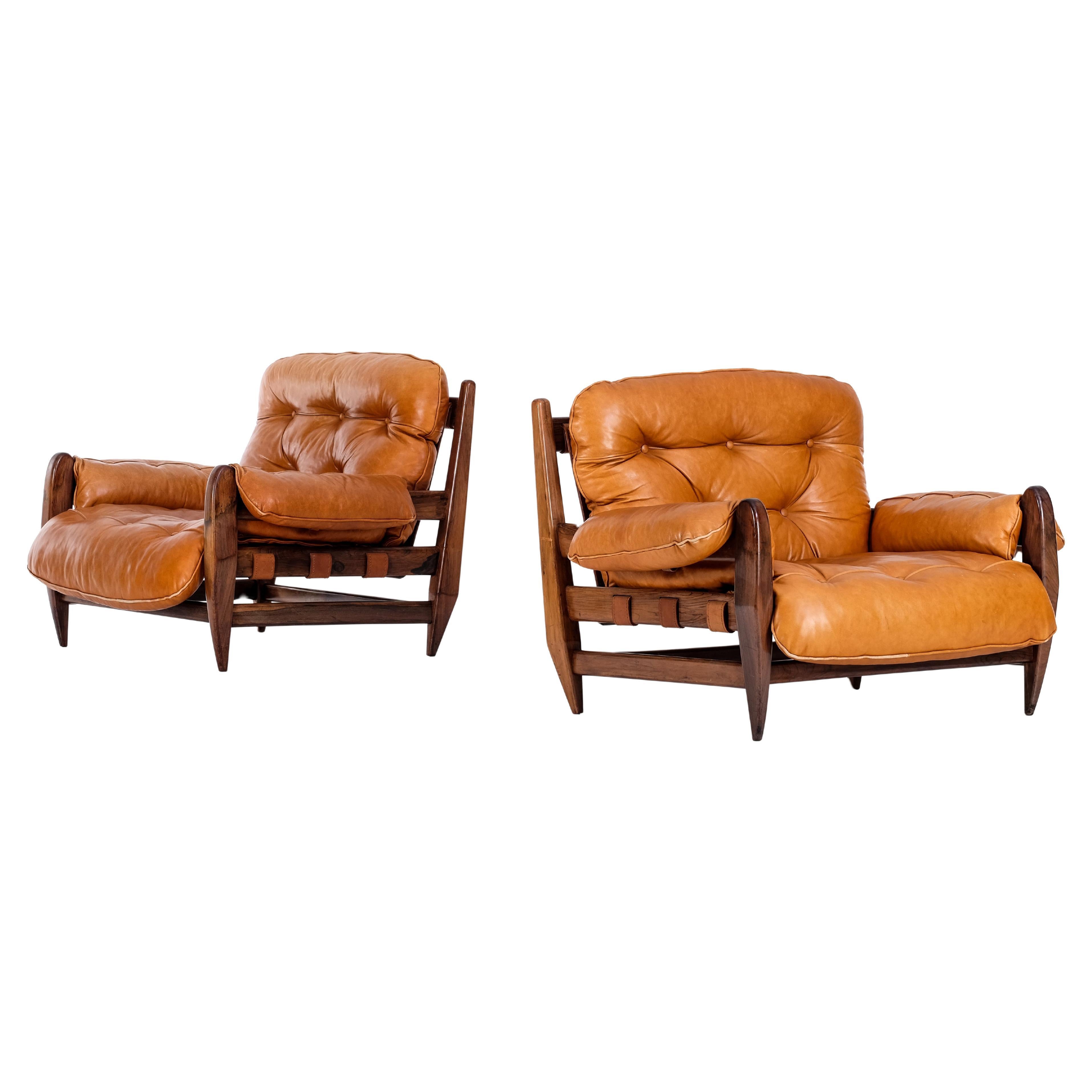 Rare pair of Jean Gillon "Rodeio" Easy Chairs, Brazil, 1960s For Sale