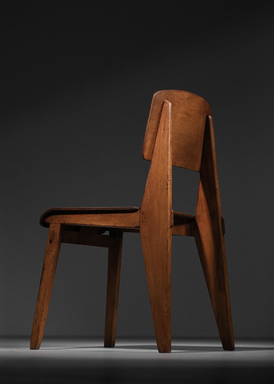 rare Paire de chaises Jean Prouvé tout en Wood 1950 Design français  en vente 2