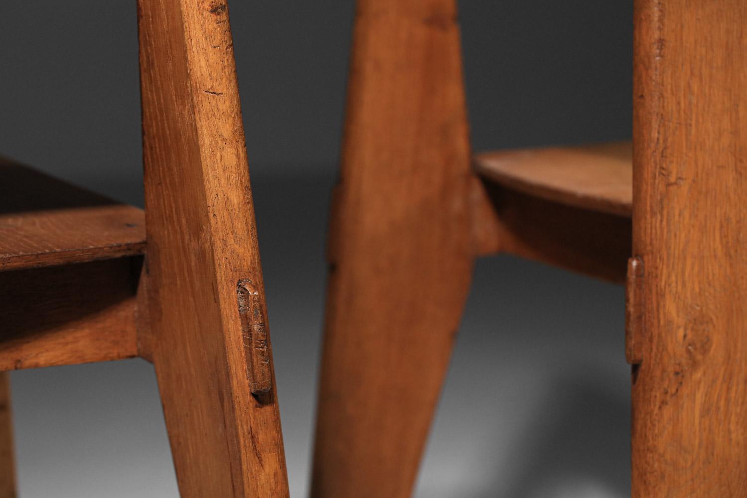 rare Paire de chaises Jean Prouvé tout en Wood 1950 Design français  en vente 8