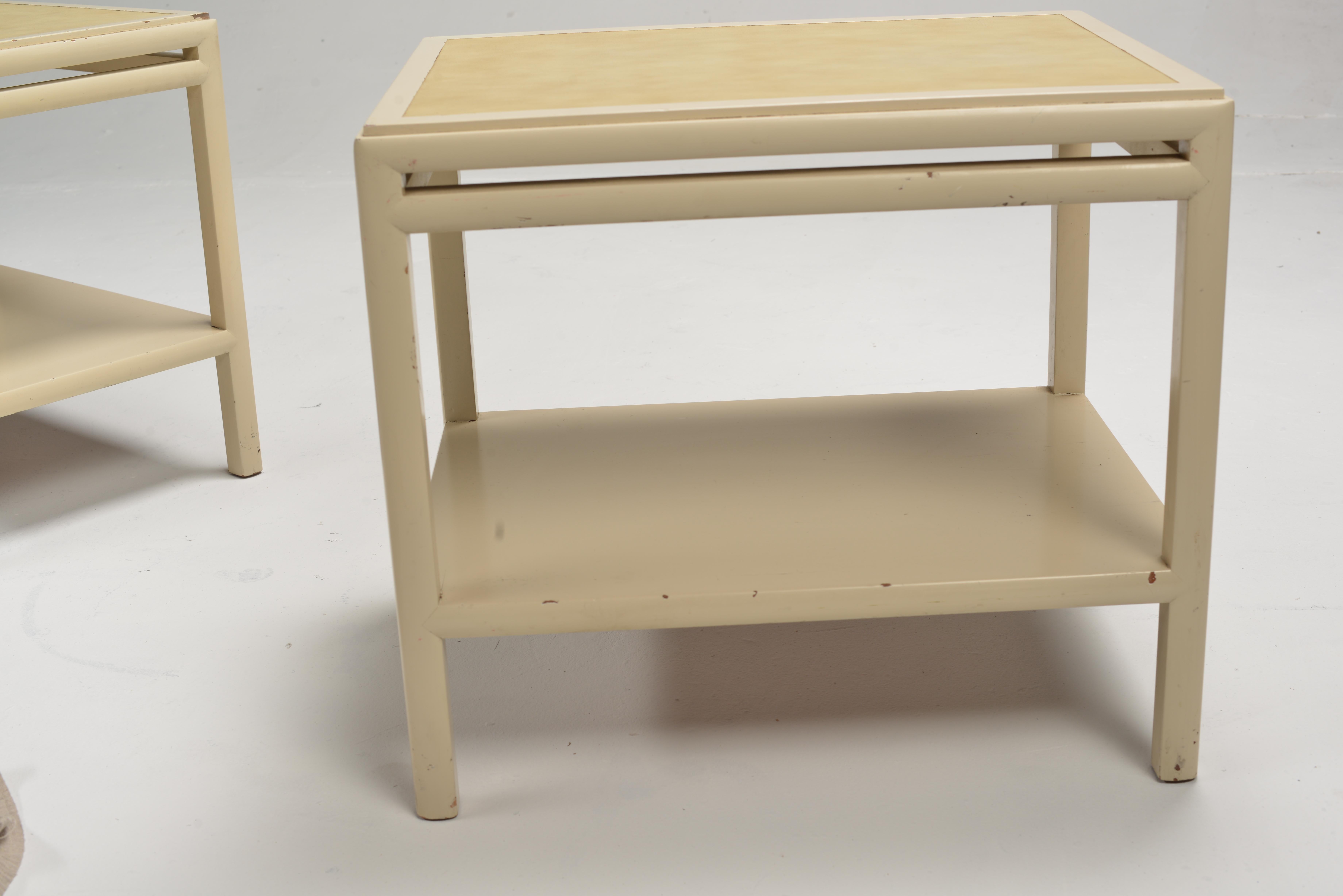 Rare Pair of Johan Tapp Leather Topped End Tables,  circa 1940 For Sale 4