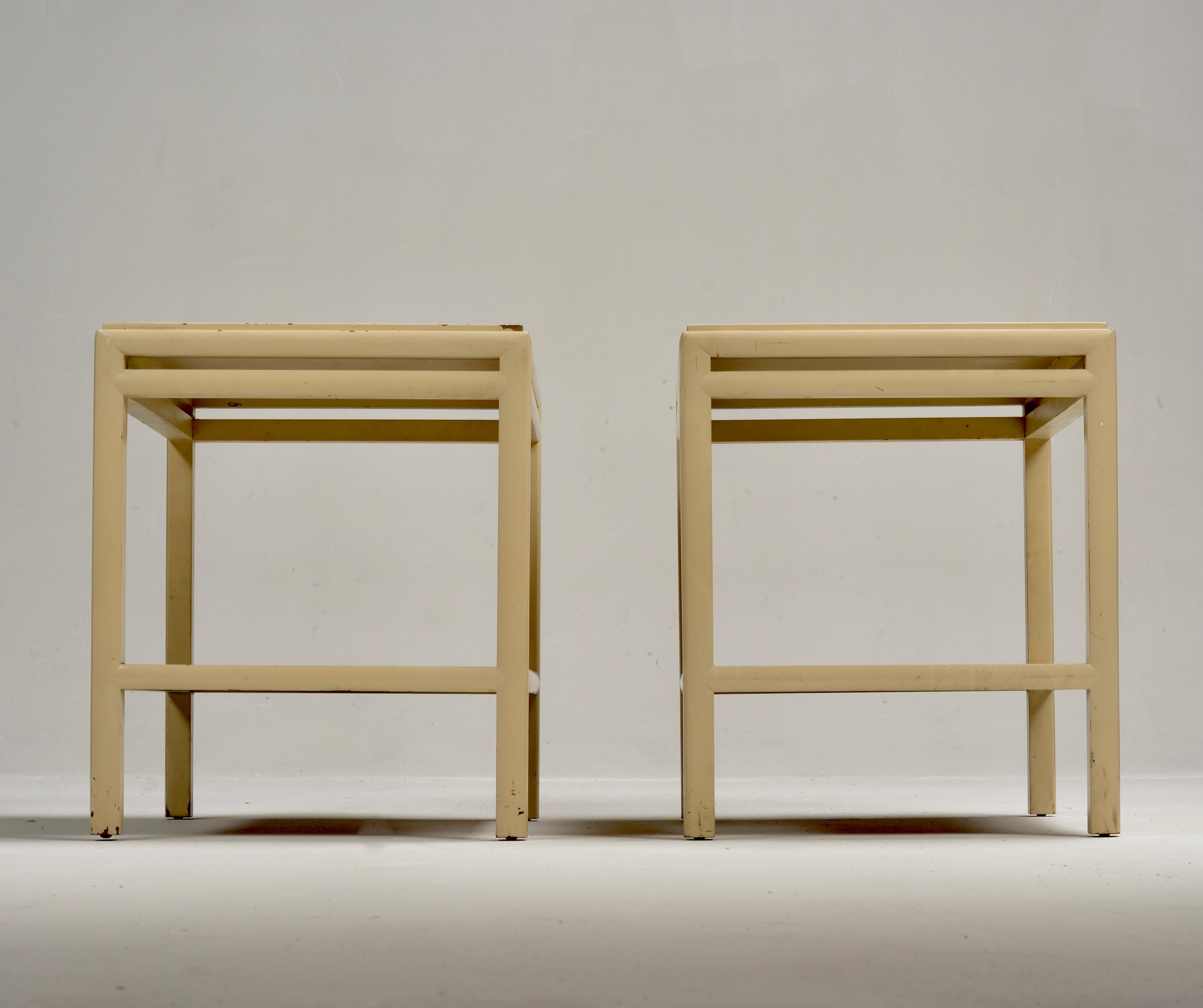 Mid-20th Century Rare Pair of Johan Tapp Leather Topped End Tables,  circa 1940 For Sale