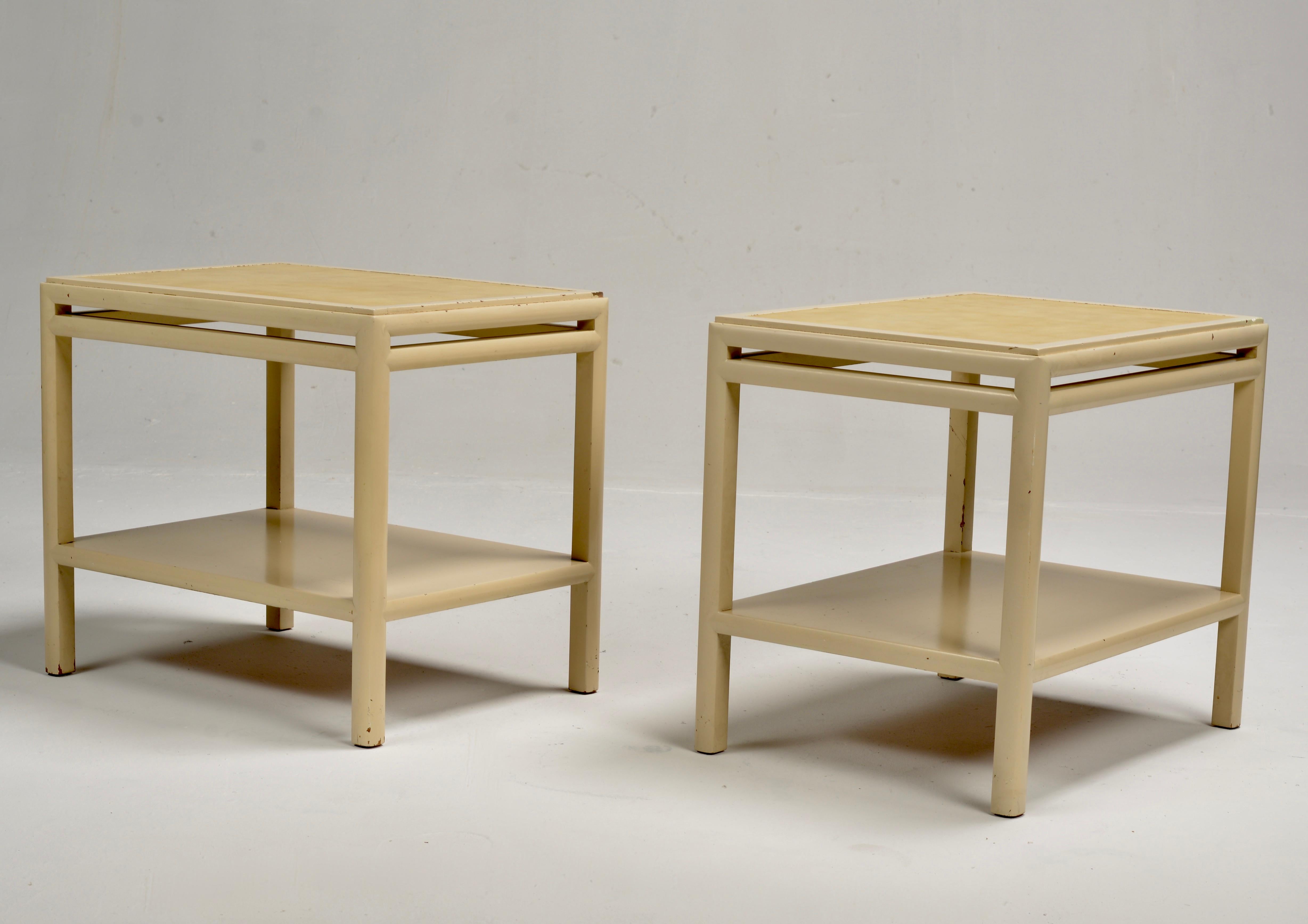 Rare Pair of Johan Tapp Leather Topped End Tables,  circa 1940 For Sale 1