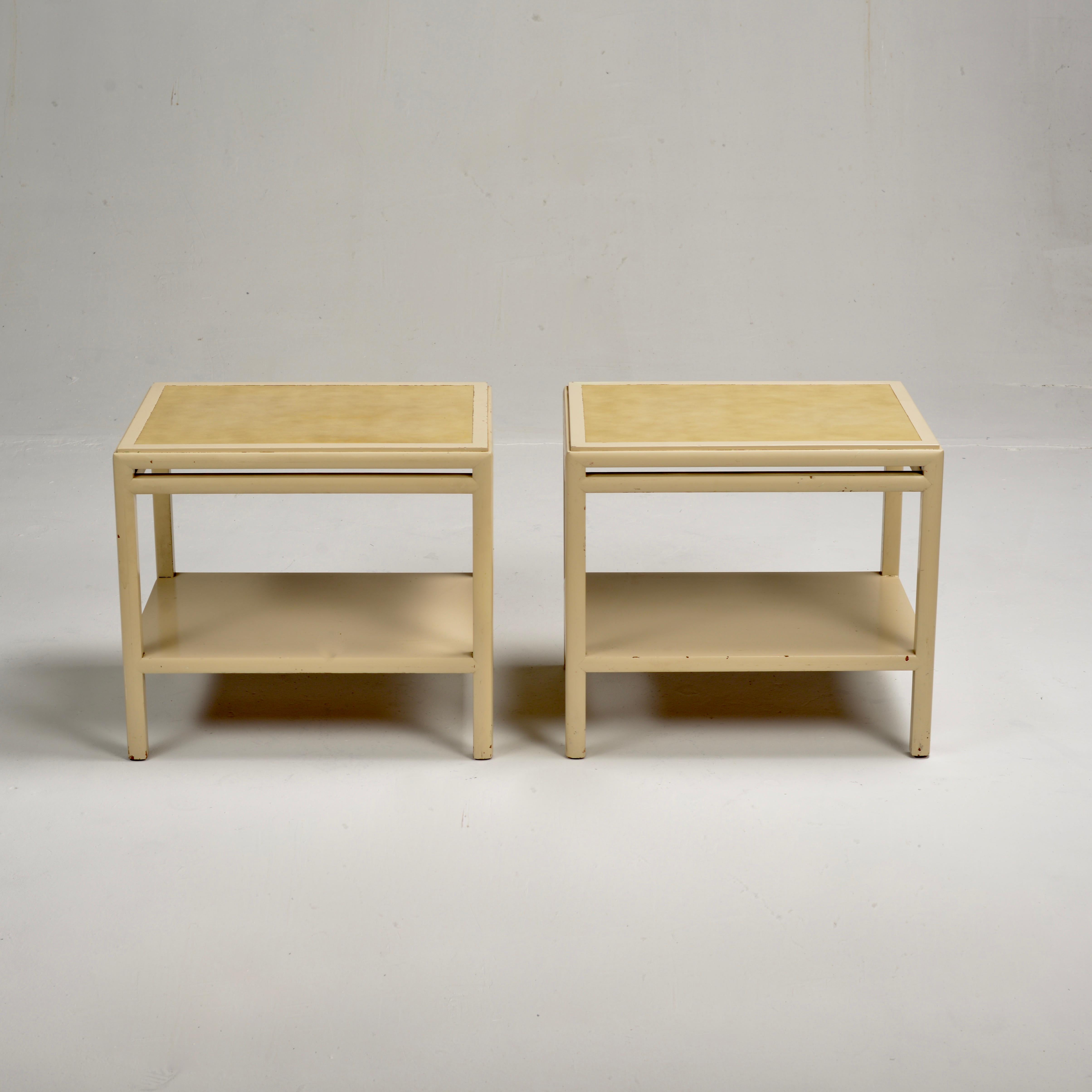 Rare Pair of Johan Tapp Leather Topped End Tables,  circa 1940 For Sale 2