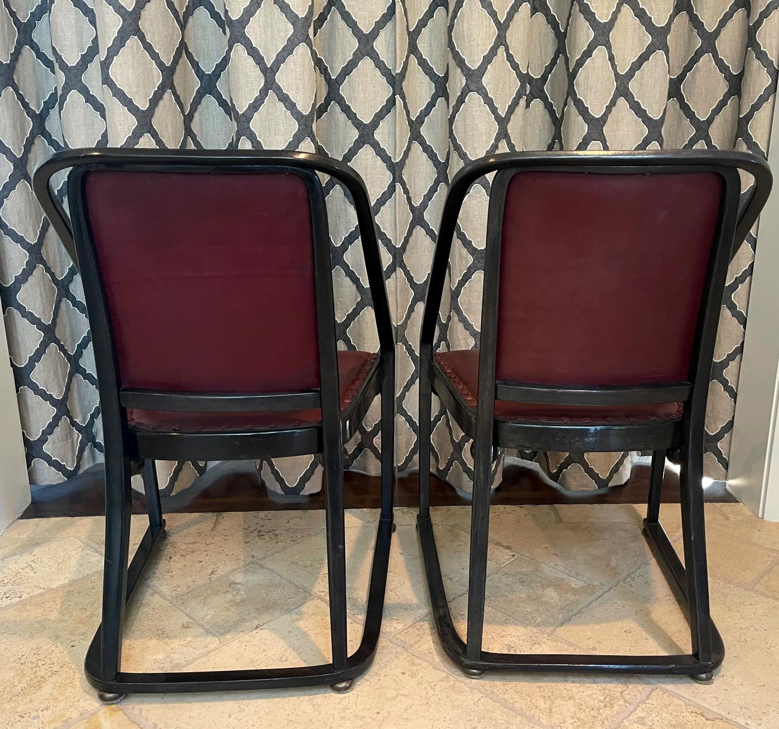 Vienna Secession Rare Pair of Josef Hoffmann Model 725 B/F Chairs for J. & J. Kohn For Sale