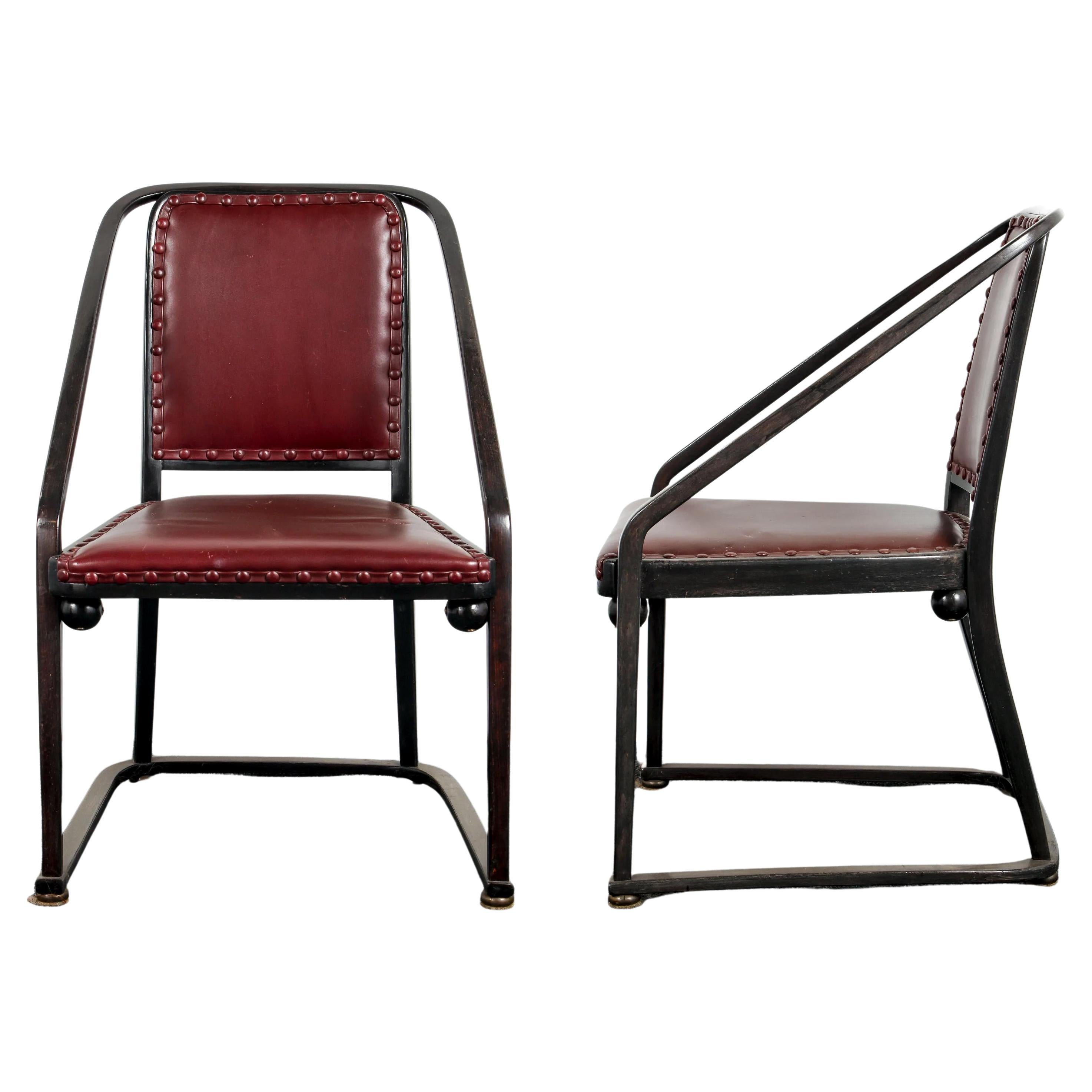 Rare Pair of Josef Hoffmann Model 725 B/F Chairs for J. & J. Kohn