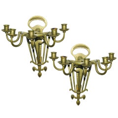 Rare Pair of Jugenstil Sconces in Bronze, circa 1900