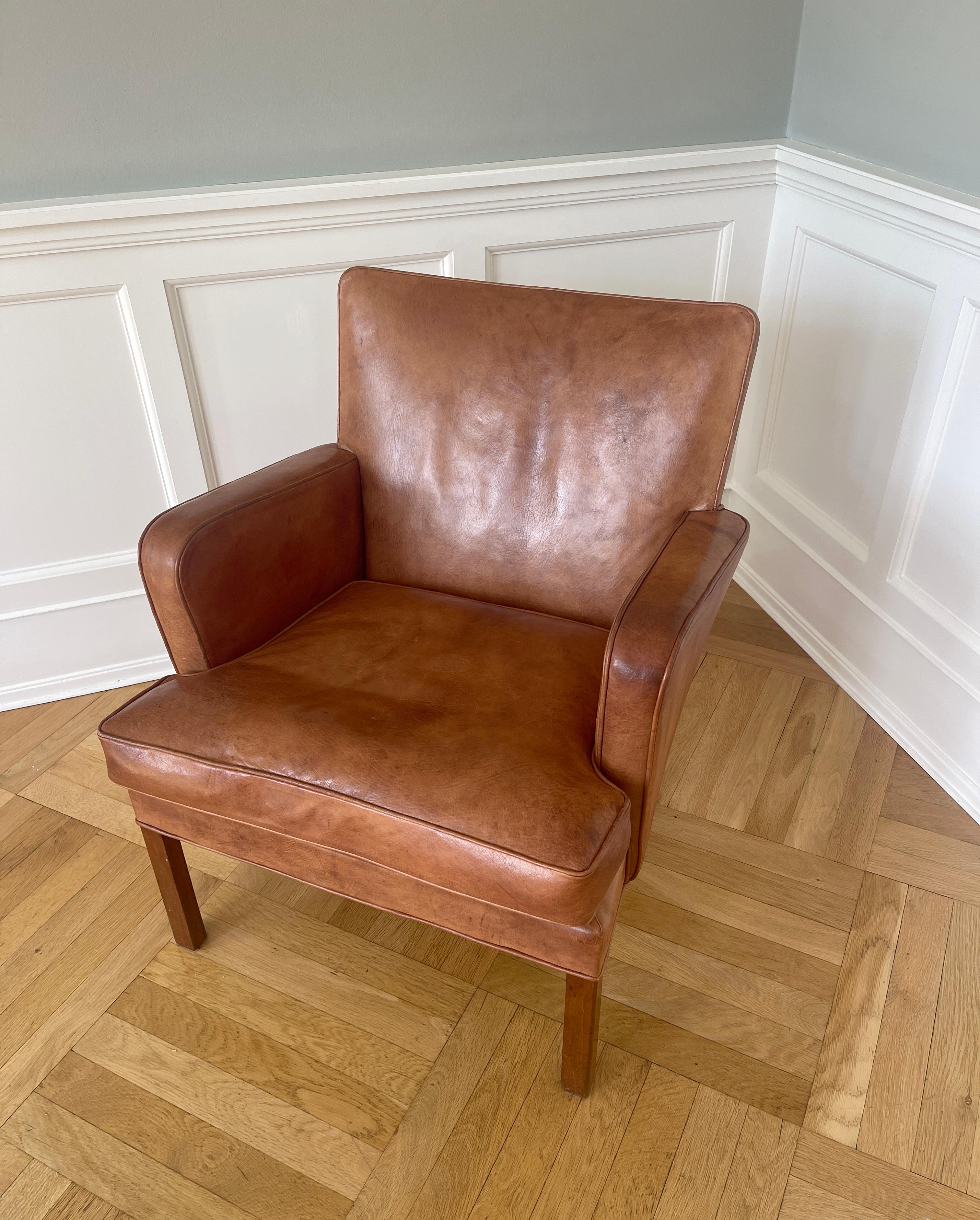 Raro par de sillones Kaare Klint modelo 5313, cuero Níger, escandinavo moderno en venta 1