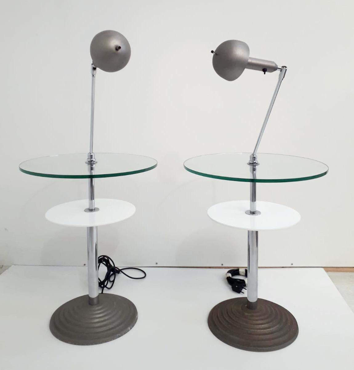 Mid-Century Modern Rare Pair of Lamp Tables by Fontana Arte For Sale