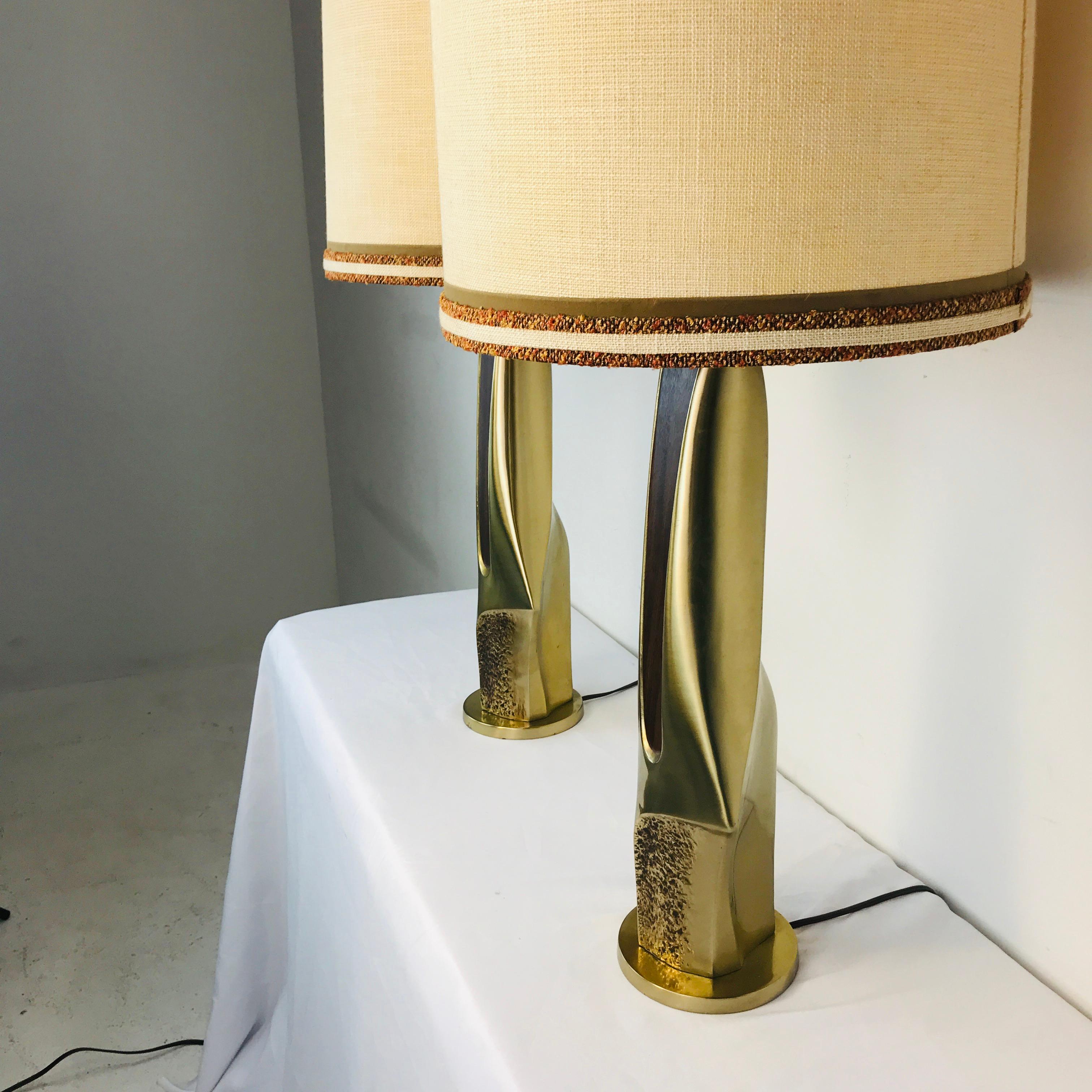 Walnut Rare Pair of Lamps by Laurel Lamp Company