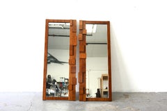 Rare Pair of Lane Staccato Mosaic Brutalist Dresser mirrors