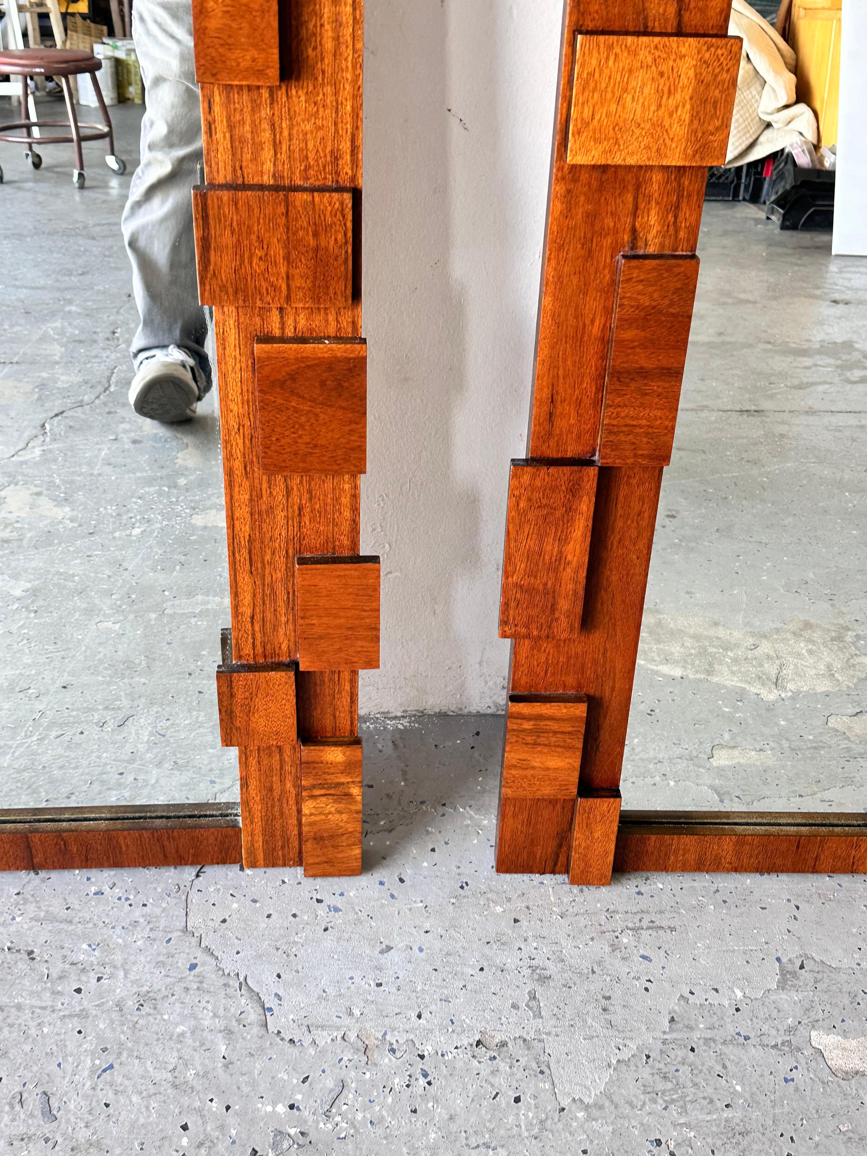 Late 20th Century Rare Pair of Lane Staccato Mosaic Brutalist Dresser mirrors For Sale