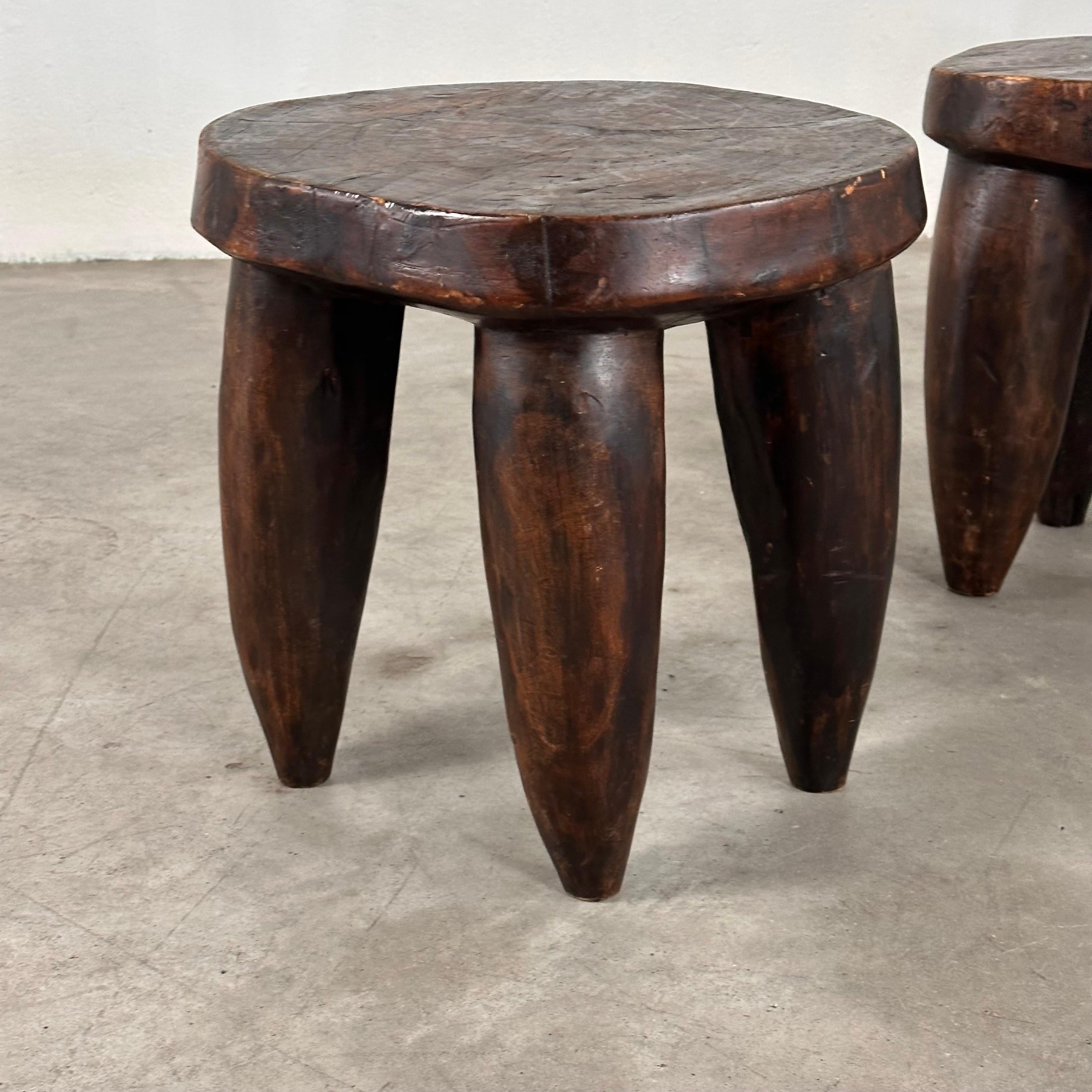 Burkinabe Rare Pair of Large African Senufo Stools, Late 20th Century, Highly Decorative For Sale