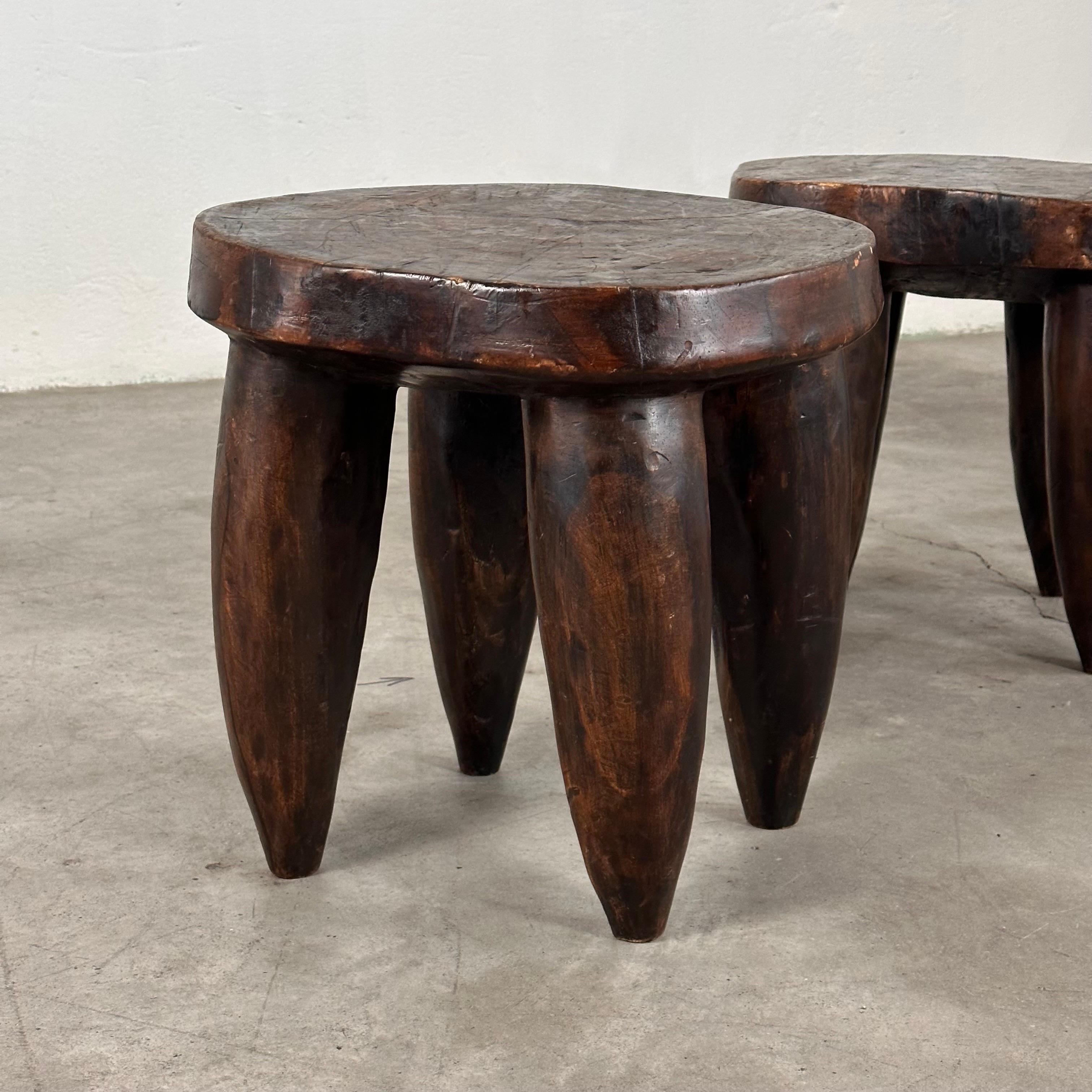 Rare Pair of Large African Senufo Stools, Late 20th Century, Highly Decorative In Good Condition For Sale In Brescia , Brescia