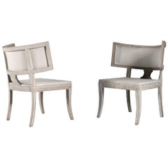 Rare Pair of Large Gustavian Klismos Chairs