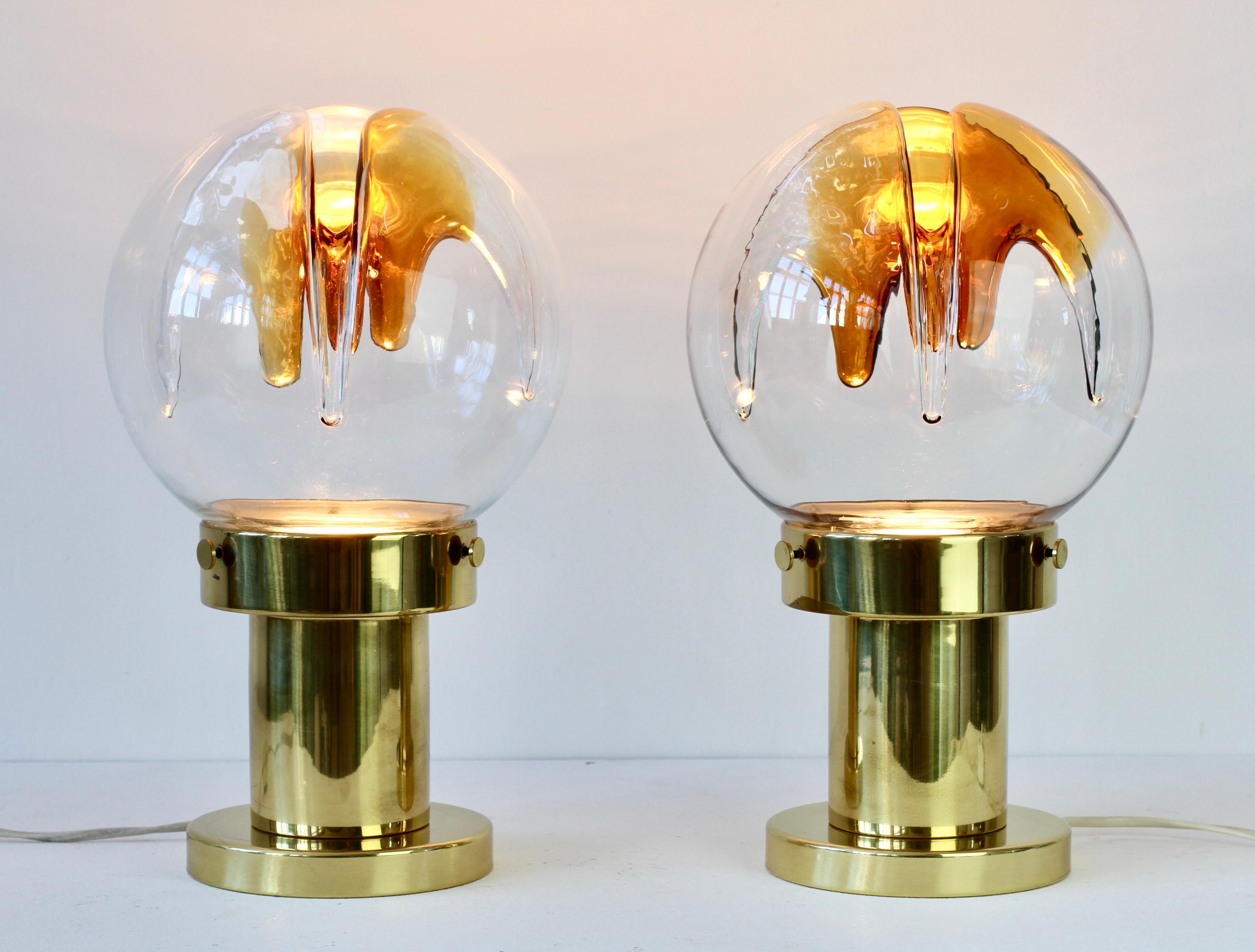Rare Pair of Large Italian Textured Murano Glass Table Lamps by Kaiser Leuchten For Sale 10
