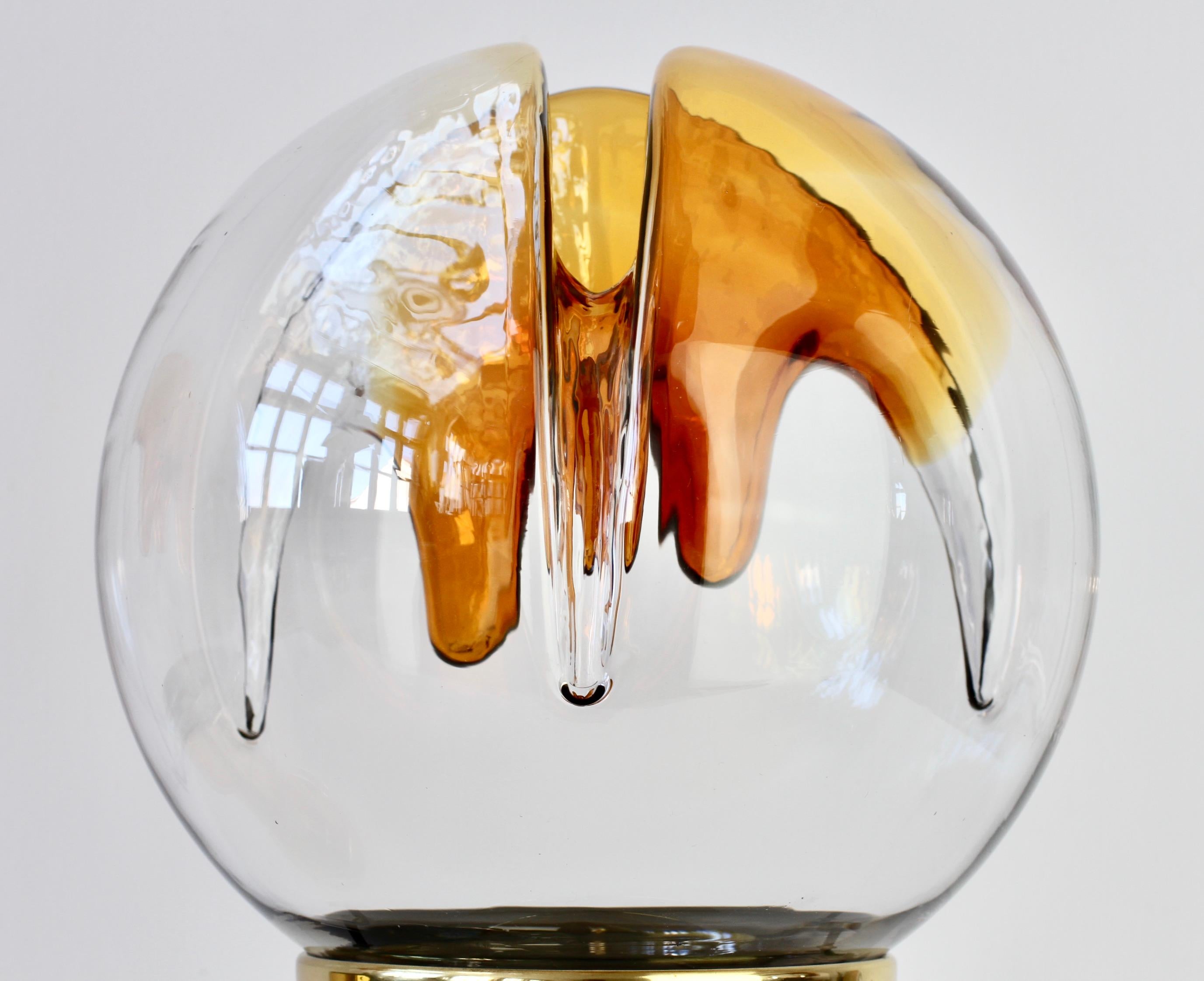 Mid-Century Modern Rare Pair of Large Italian Textured Murano Glass Table Lamps by Kaiser Leuchten For Sale