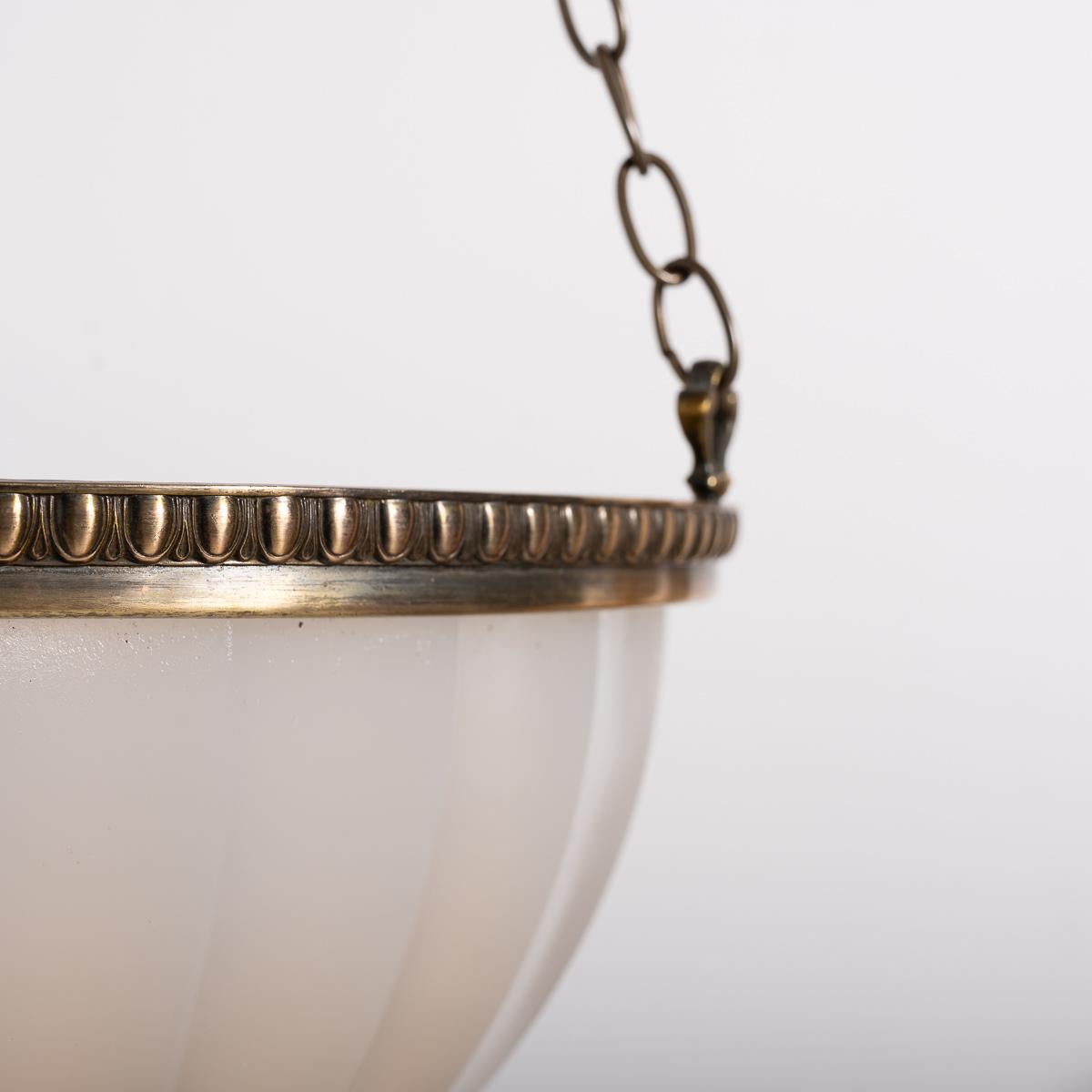 Rare Pair of Large Jefferson Moonstone Plafonnier Lights with Cast Brass Fitting 1