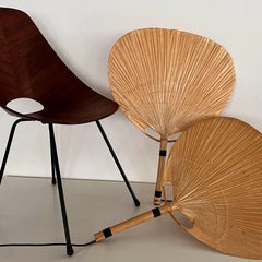 Rare Pair of Large Uchiwa Wall Sconces by Ingo Maurer, Germany, 1973