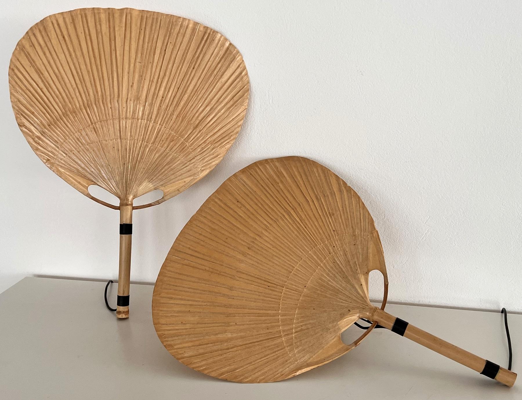 Hand-Crafted Rare Pair of Large Uchiwa Wall Sconces by Ingo Maurer, Germany, 1973