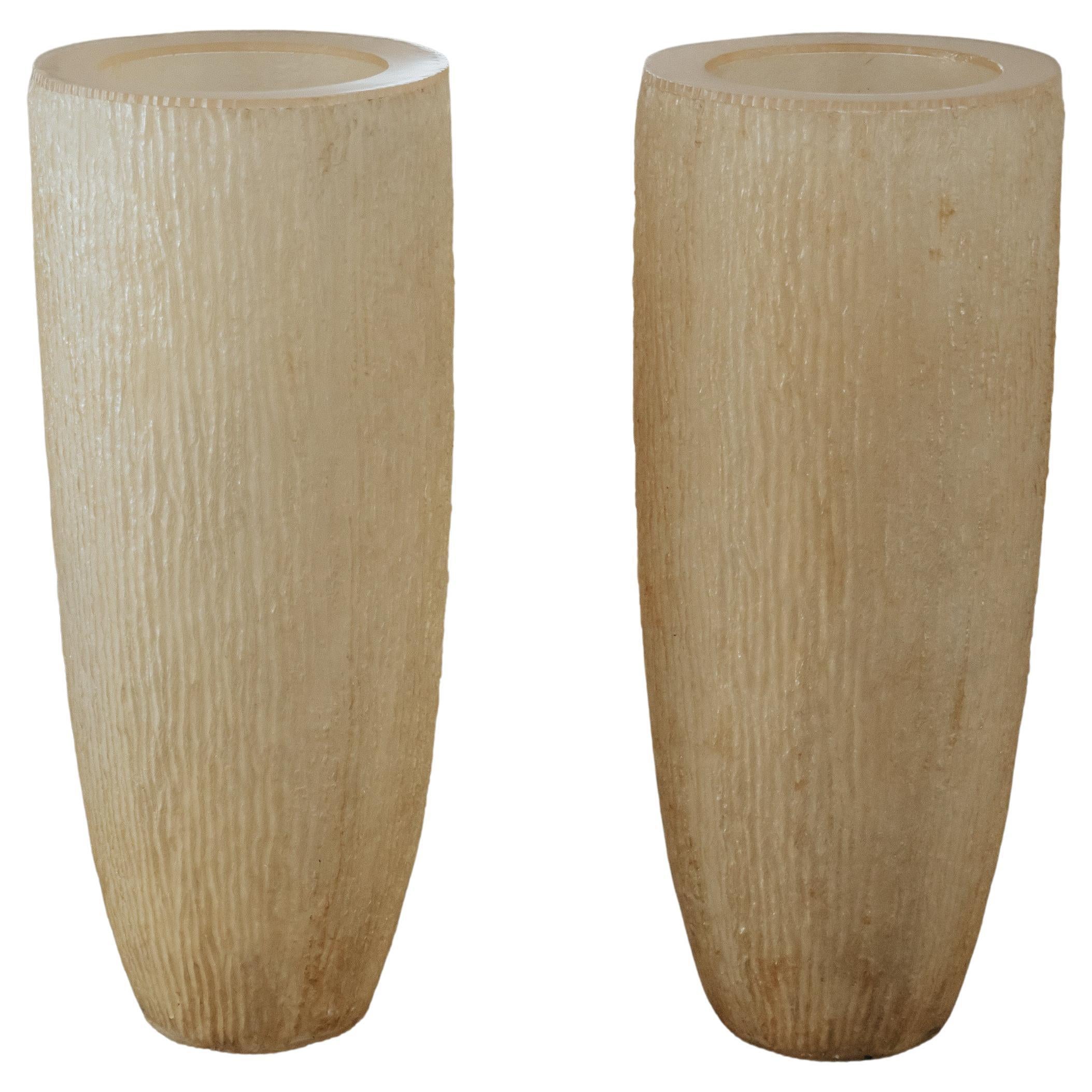 Rare Pair Of Large Vintage Resin Planters From France, Circa 1960